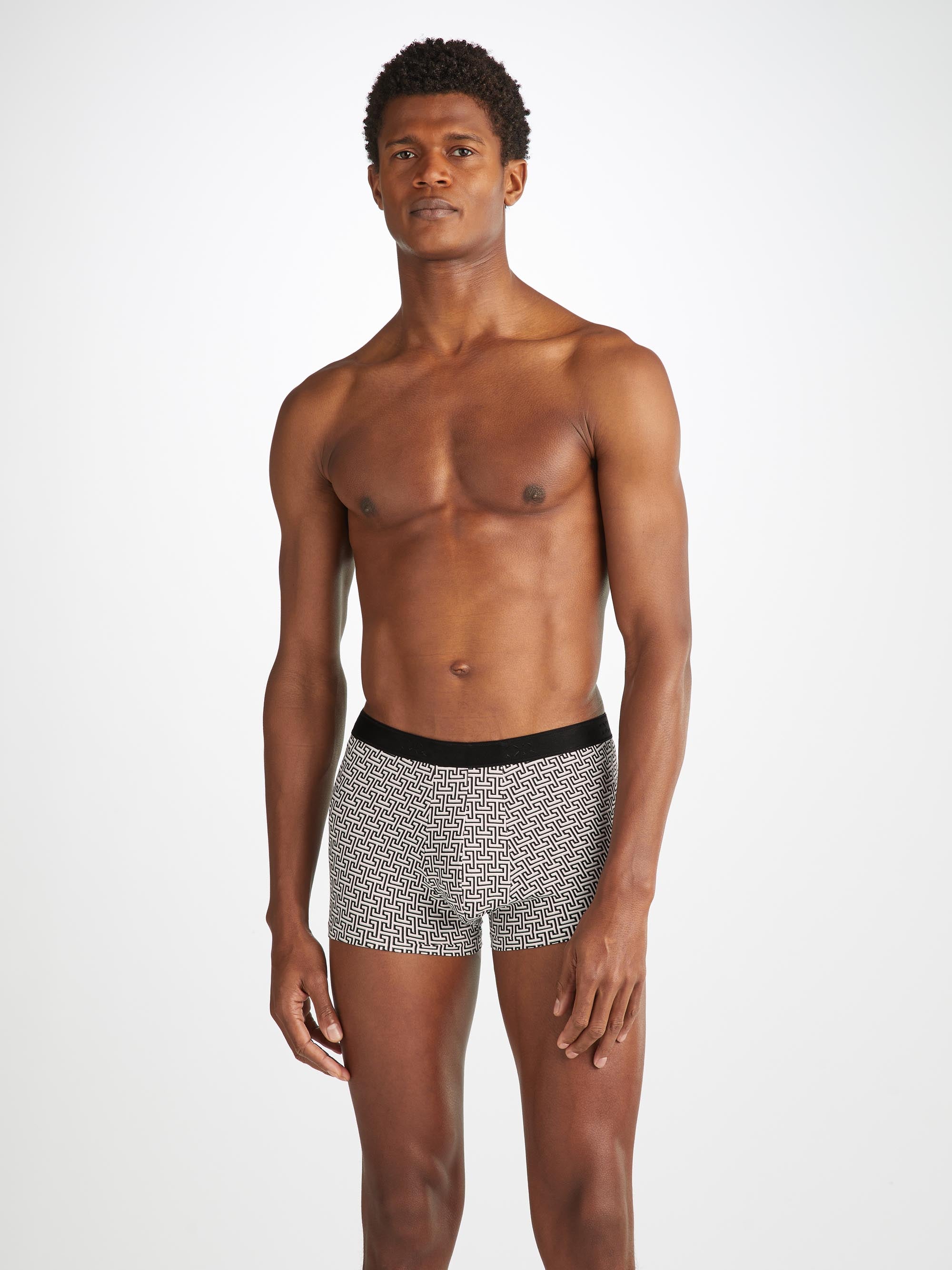 Men's Boxer Briefs Geometric 7 Pima Cotton Stretch Black