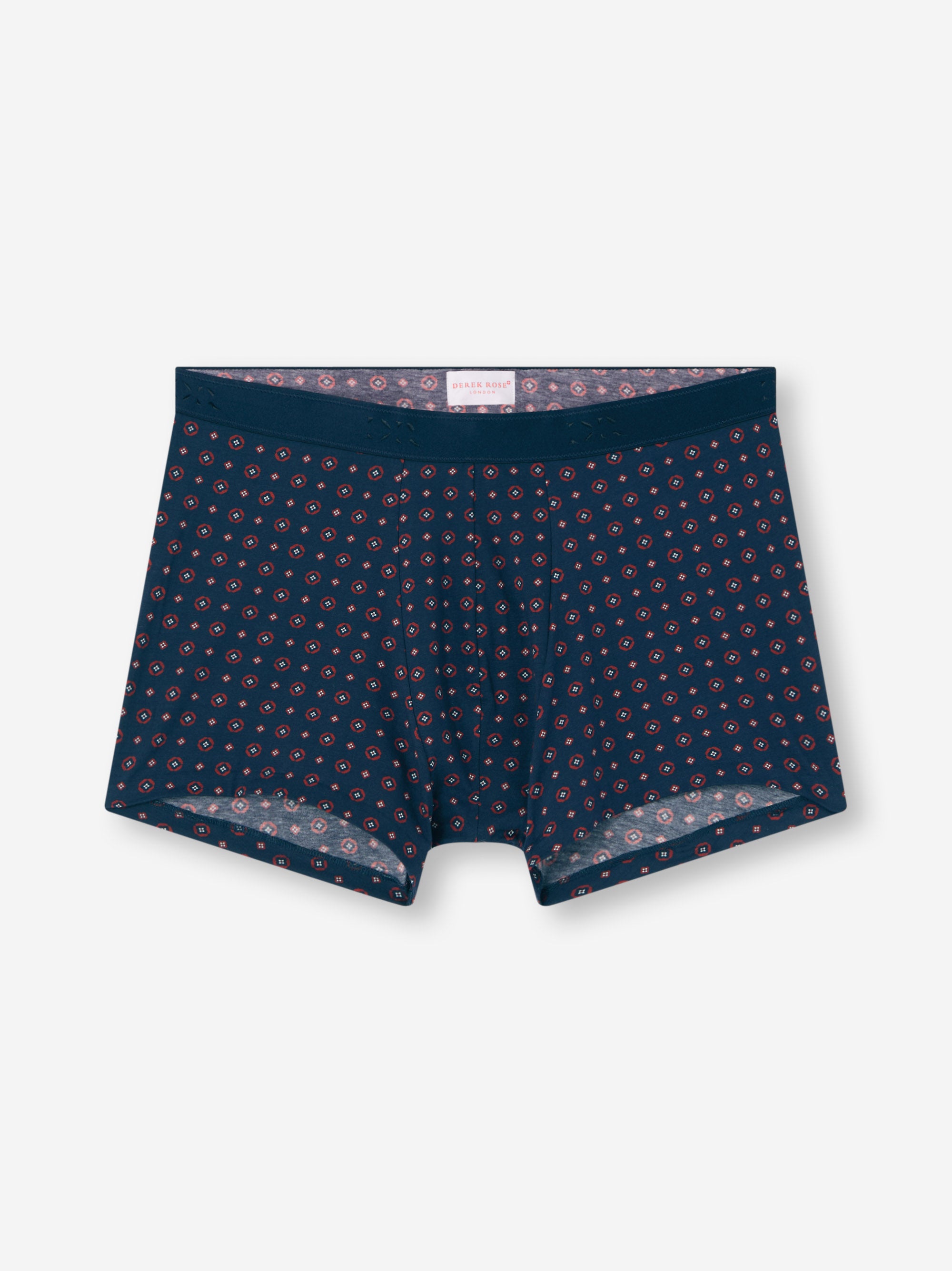 Men's Boxer Briefs Cotton Navy Blue & Red Rose Motif