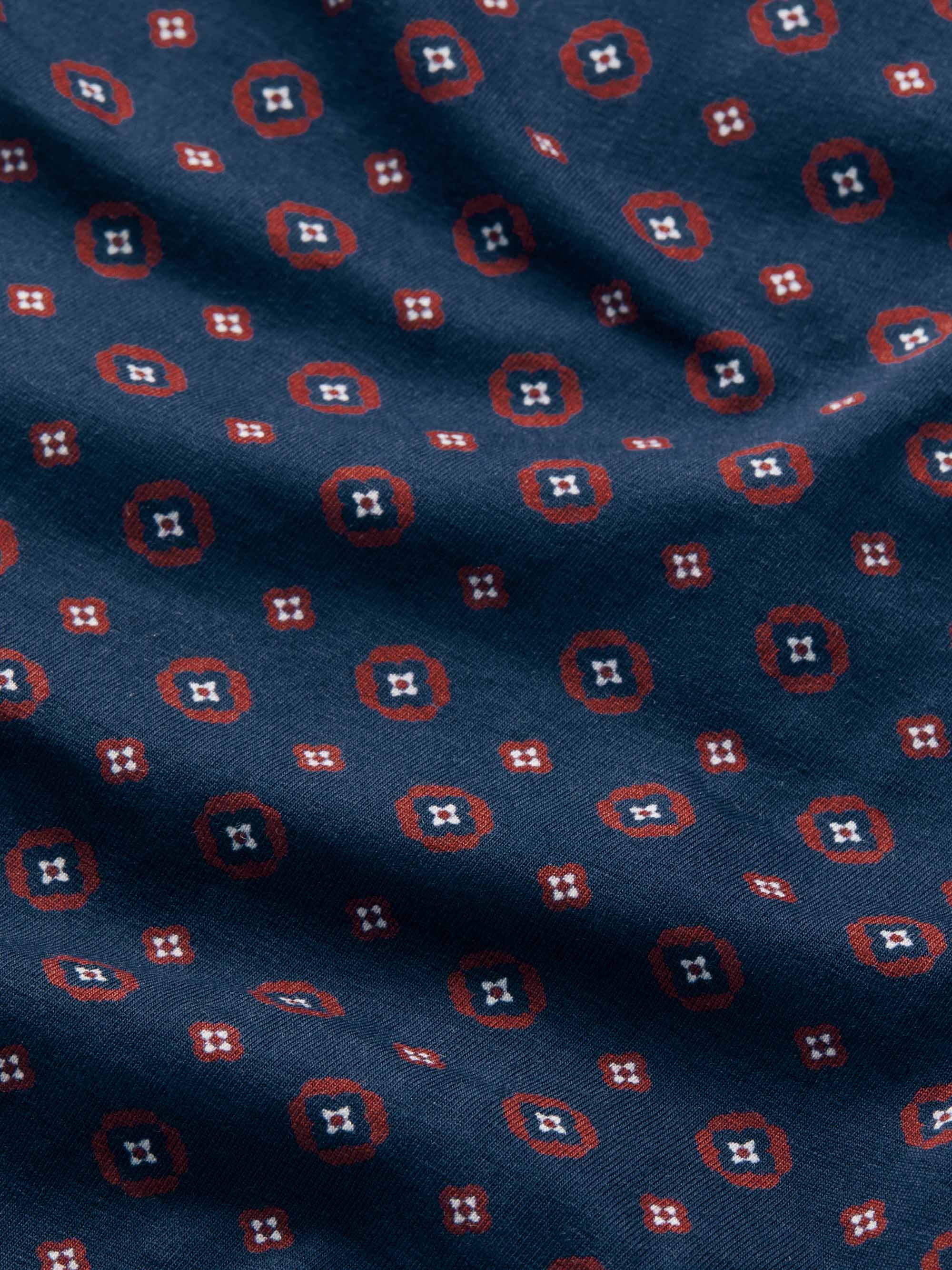 Men's Nightshirt Cotton Batiste Navy Blue Rose Motif