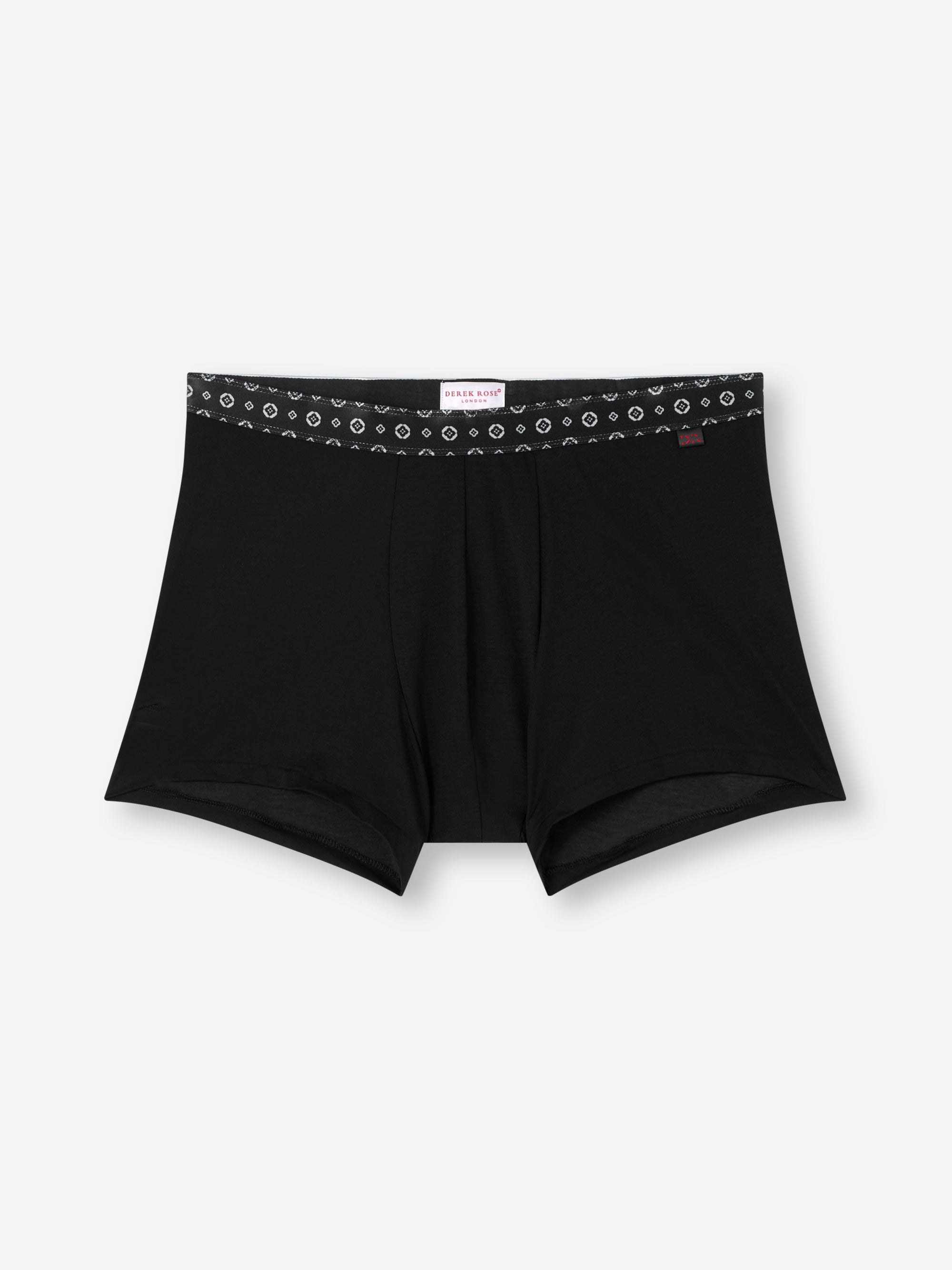 Men's Boxer Briefs Pima Cotton Stretch Black with Rose Motif Band