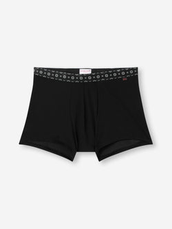 Men's Boxer Briefs Pima Cotton Stretch Black with Rose Motif Band