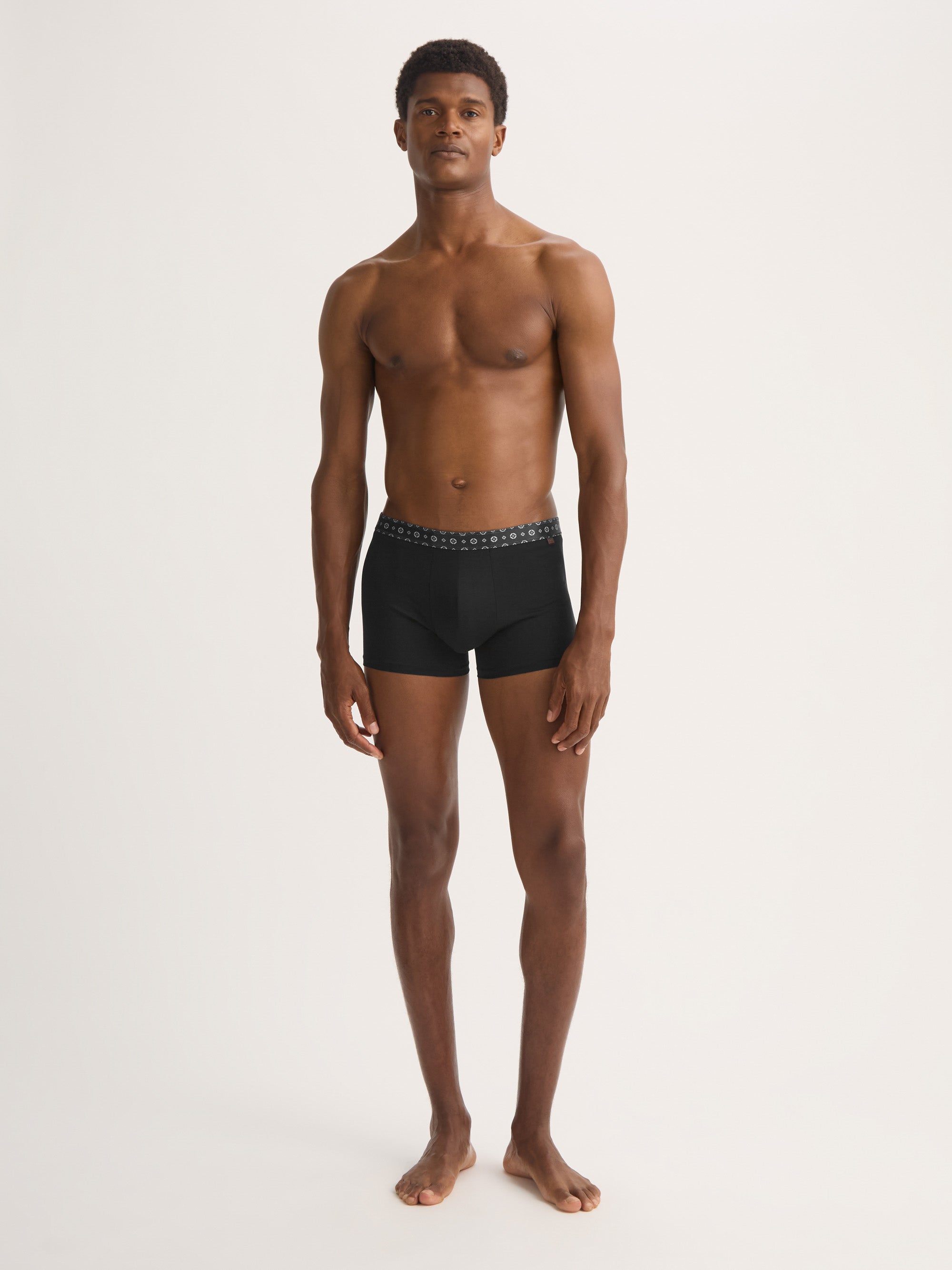 Men's Boxer Briefs Pima Cotton Stretch Black with Rose Motif Band