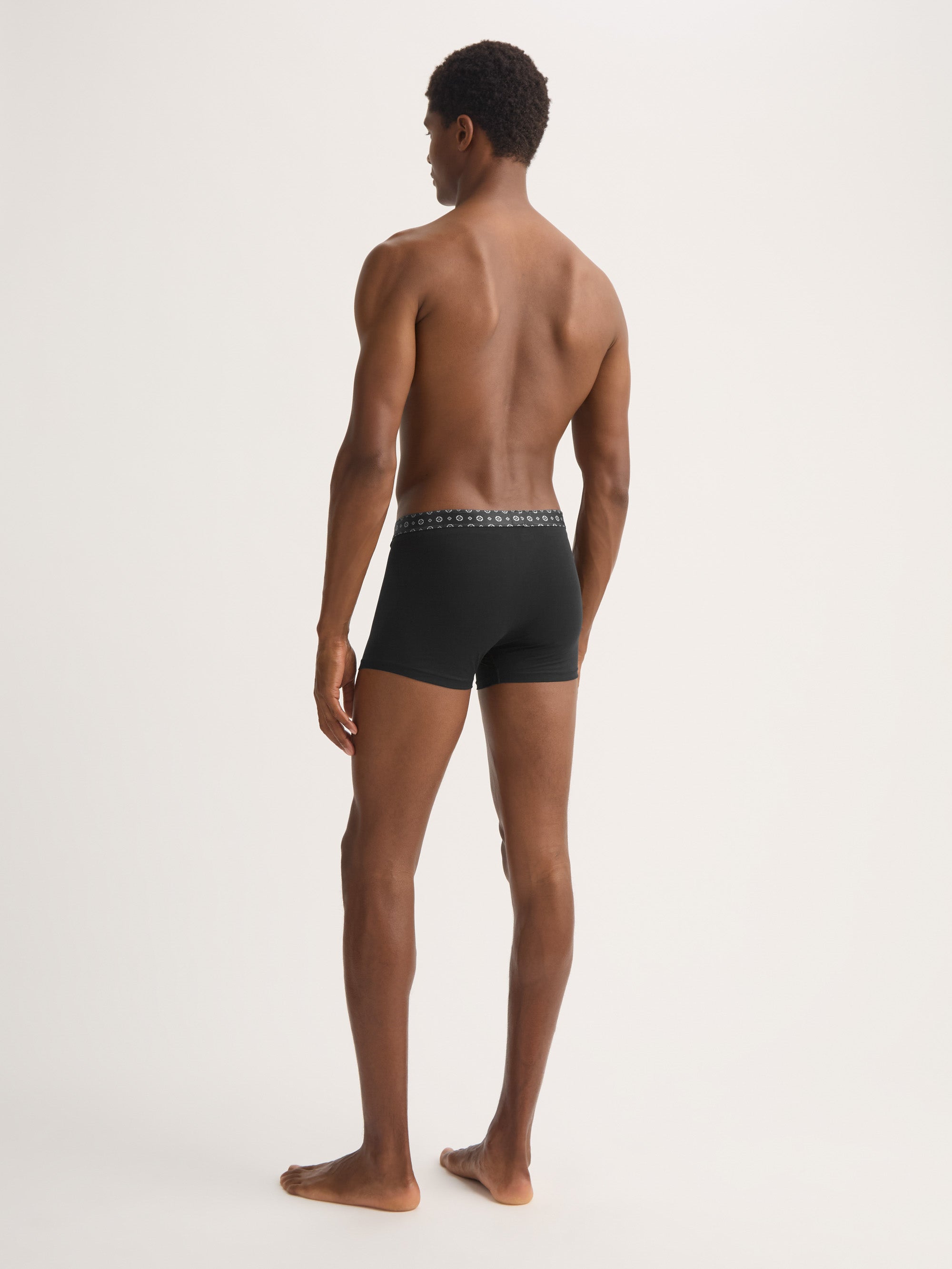 Men's Boxer Briefs Pima Cotton Stretch Black with Rose Motif Band