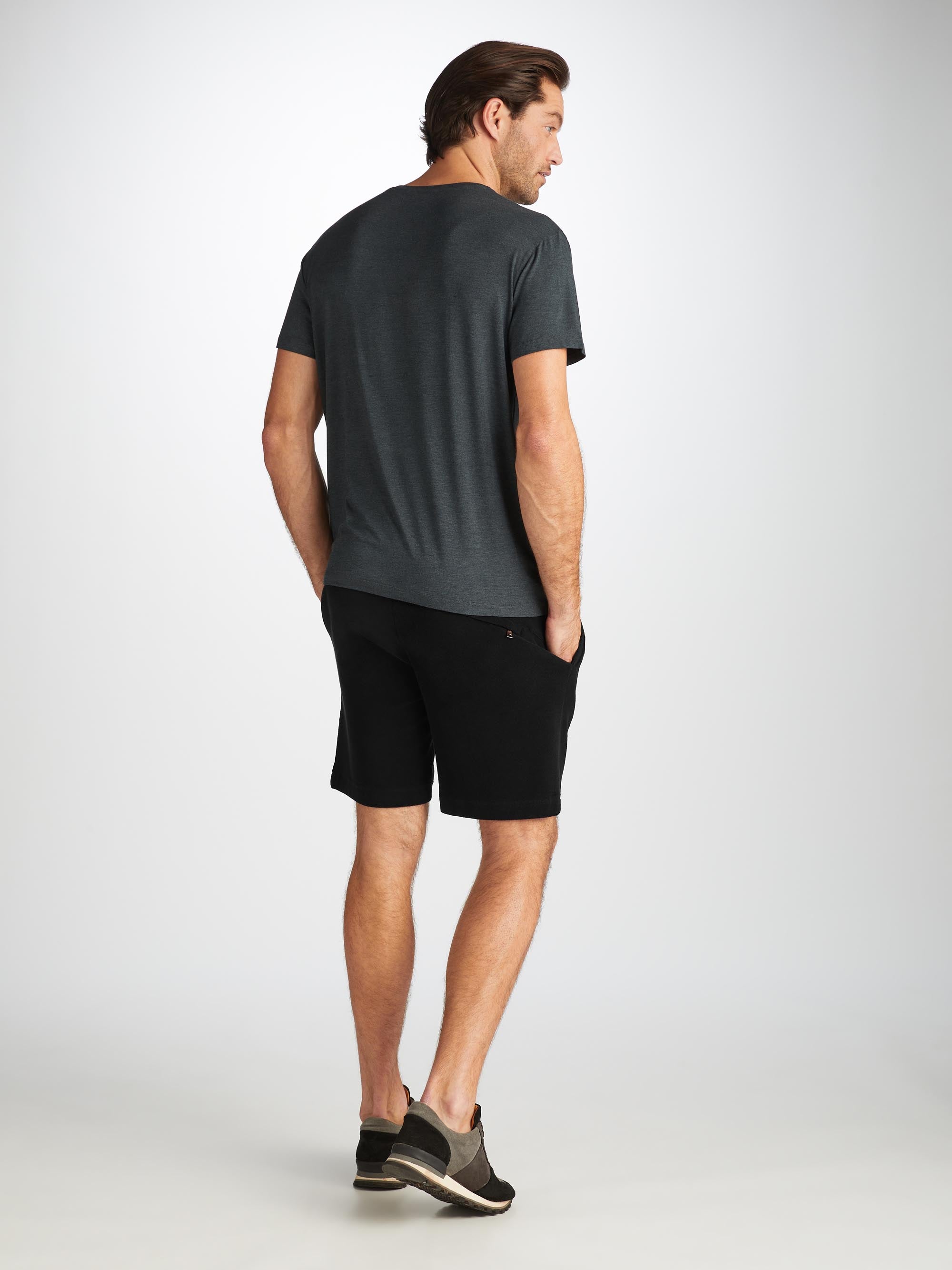 Men's Towelling Shorts Isaac Terry Cotton Black