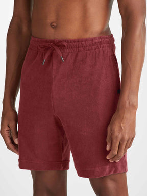 Men's Towelling Shorts Isaac Terry Cotton Burgundy