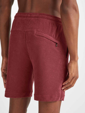 Men's Towelling Shorts Isaac Terry Cotton Burgundy