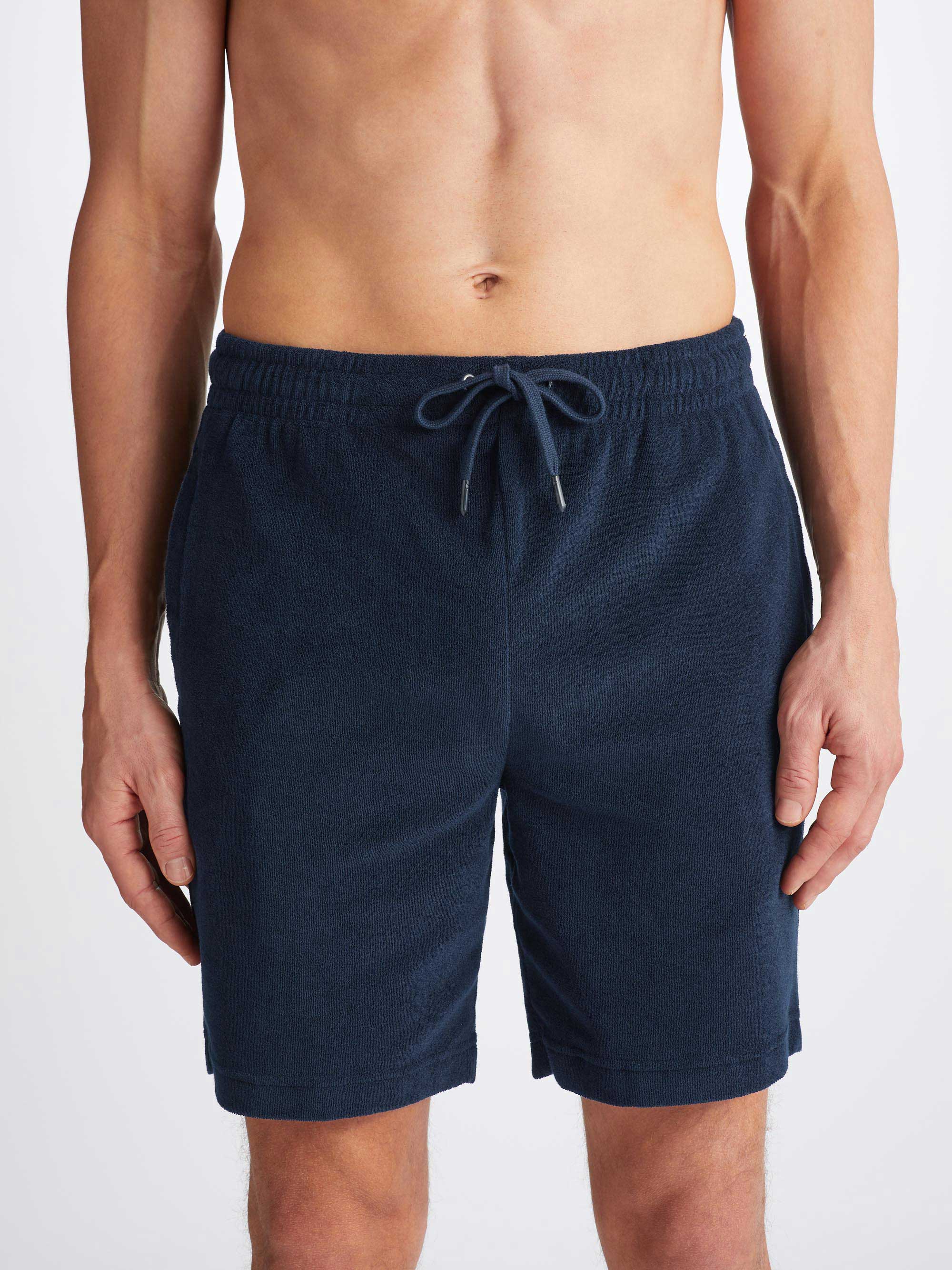 Men's Towelling Shorts Isaac Terry Cotton Navy