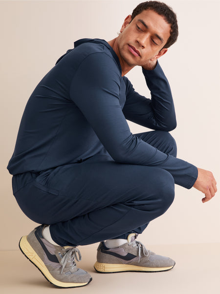 Men's Navy Jersey Micro Modal Track Pants | Derek Rose