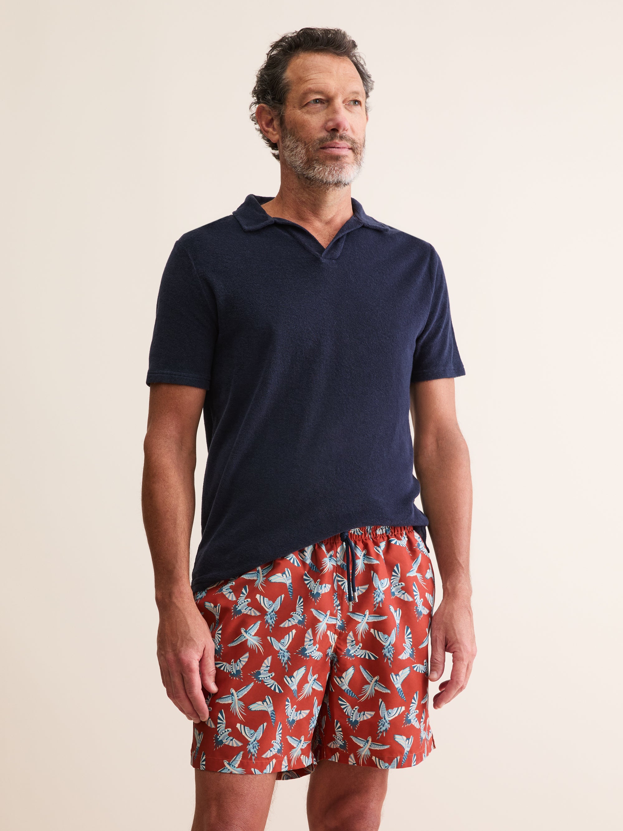Men's Swim Shorts Parakeets of London Burnt Orange | Derek Rose