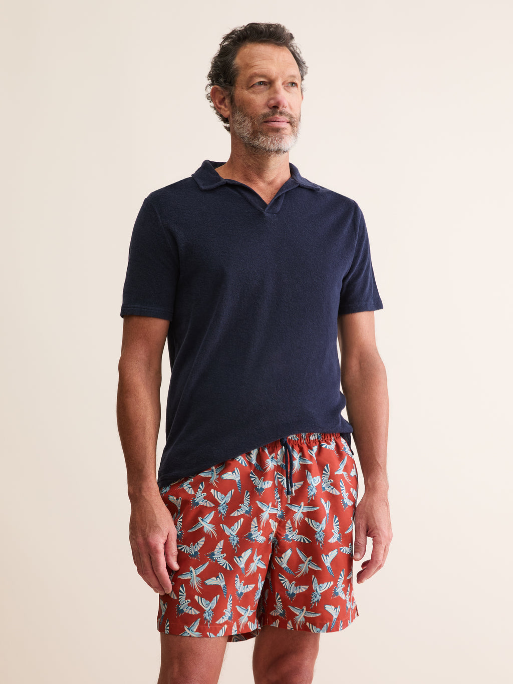 Men's Swim Shorts Parakeets of London Burnt Orange | Derek Rose