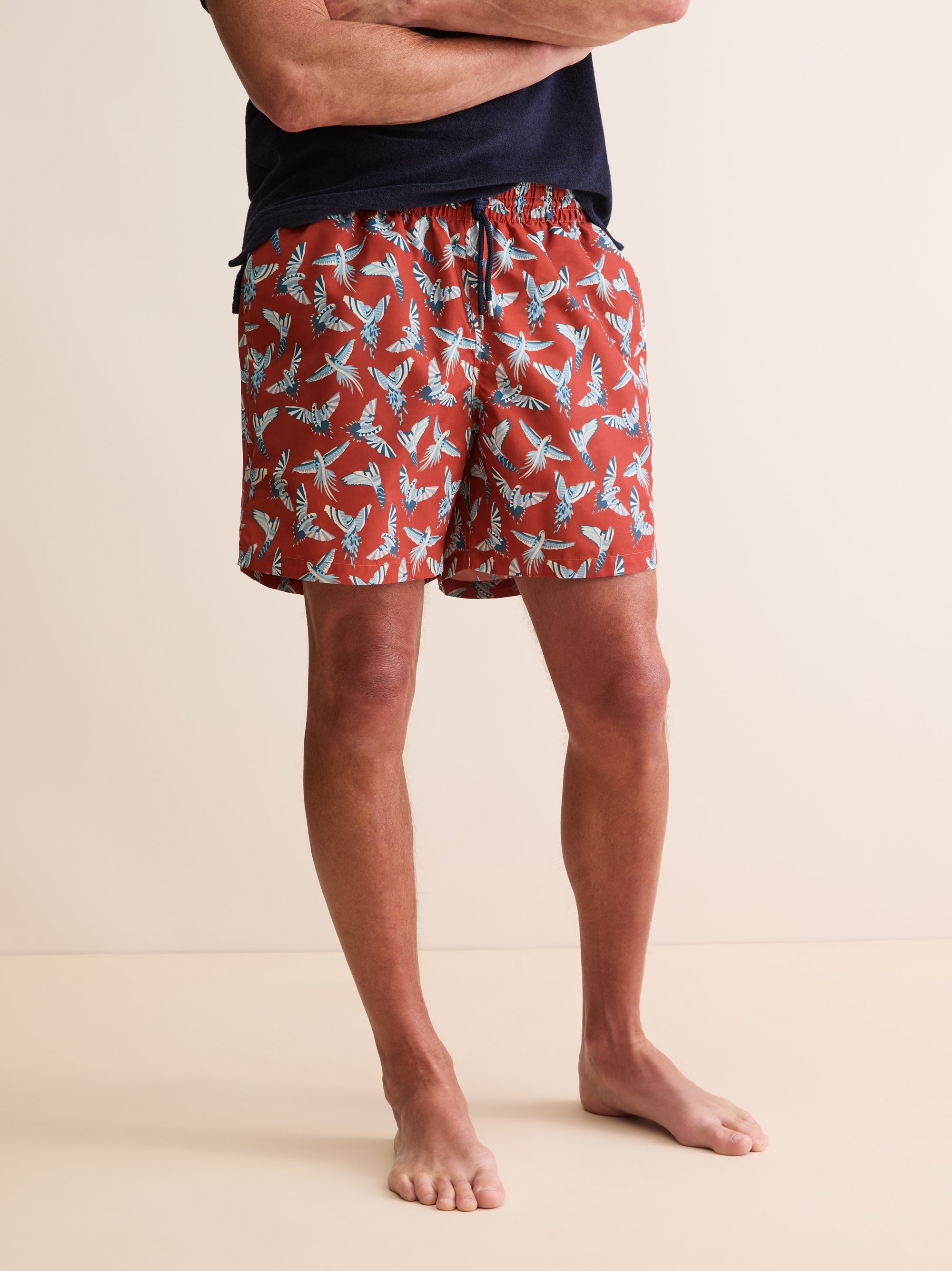 Men's Swim Shorts Parakeets of London Burnt Orange | Derek Rose