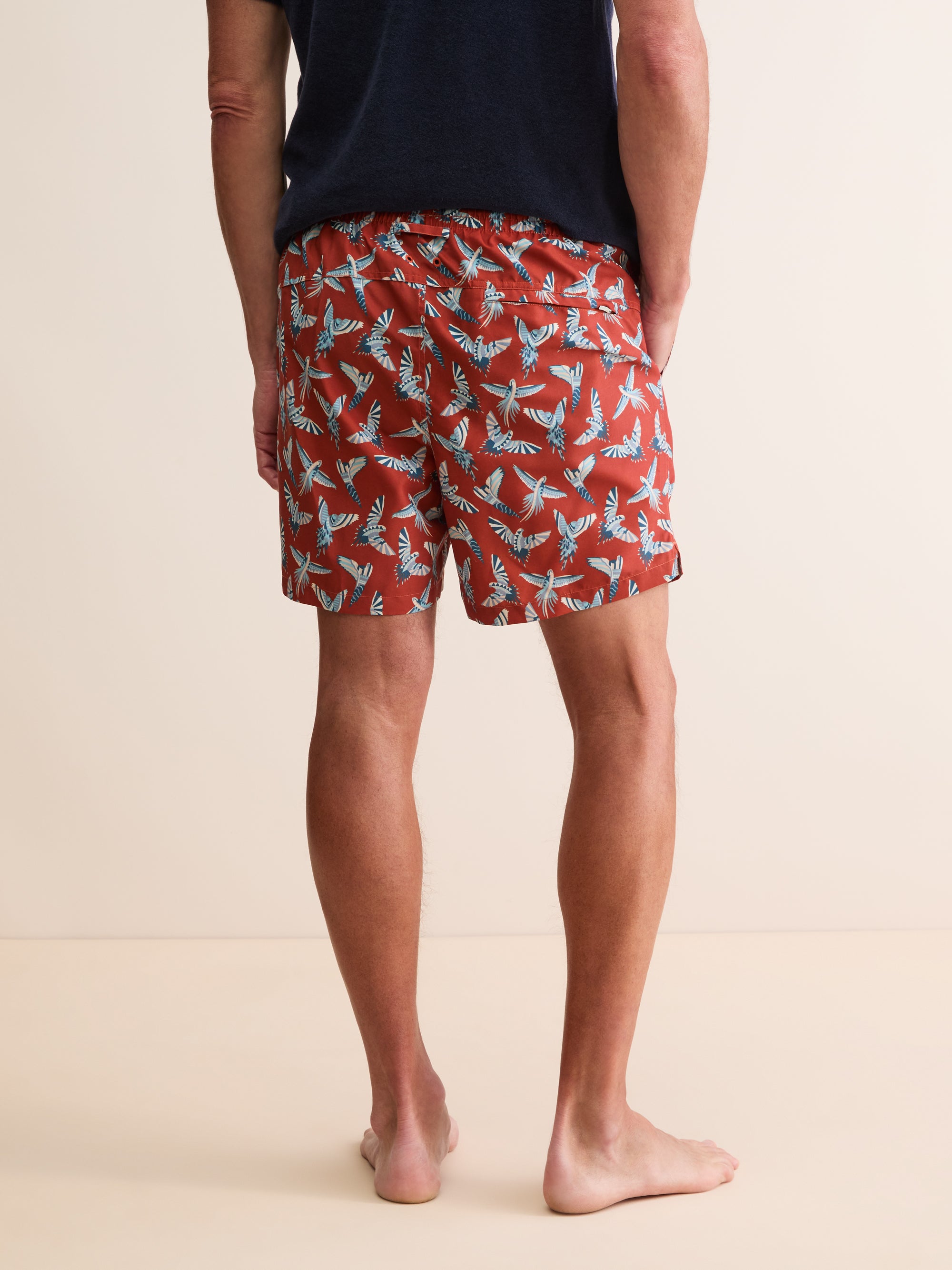 Men's Swim Shorts Parakeets of London Burnt Orange | Derek Rose