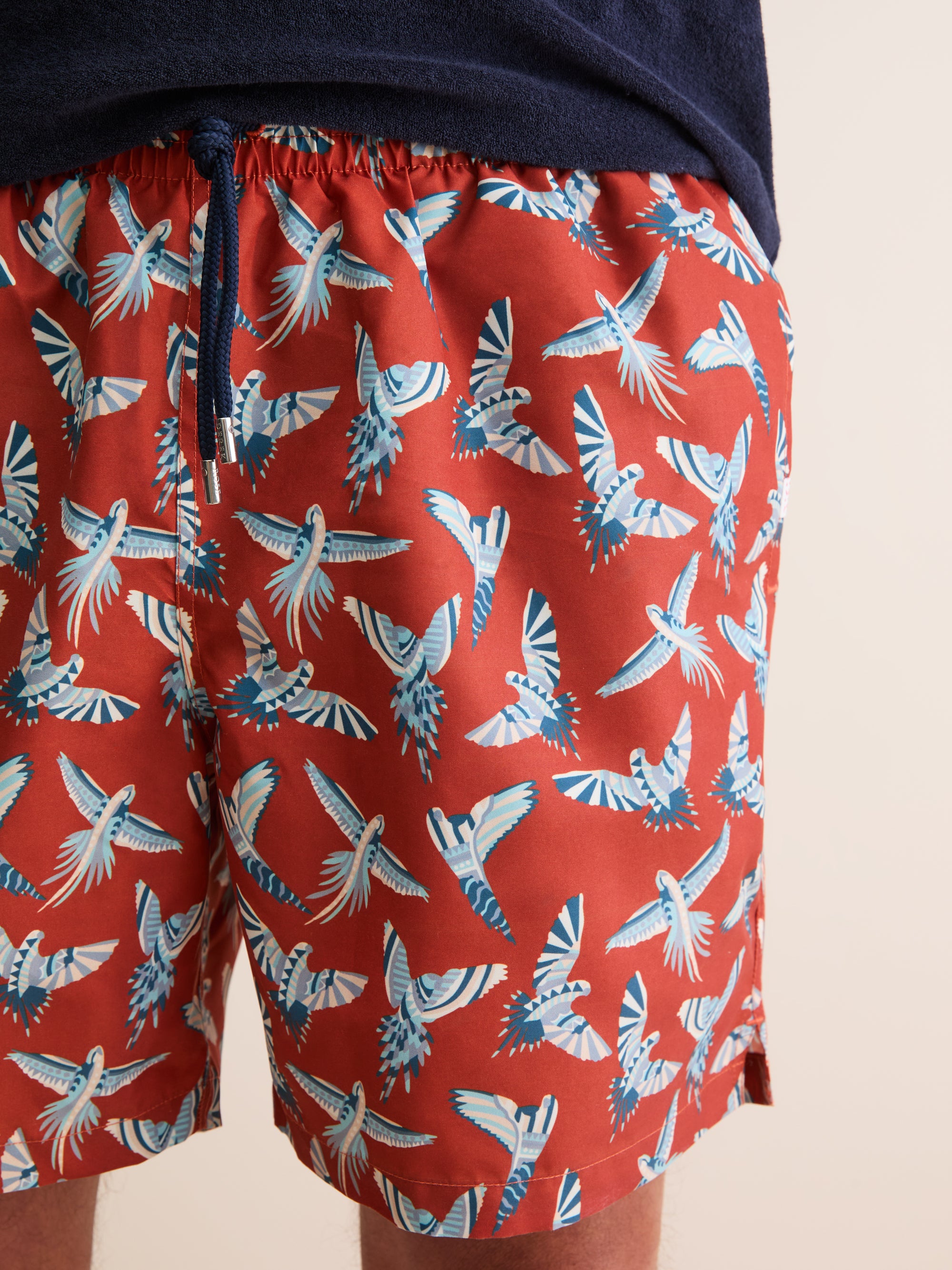 Men's Swim Shorts Parakeets of London Burnt Orange | Derek Rose