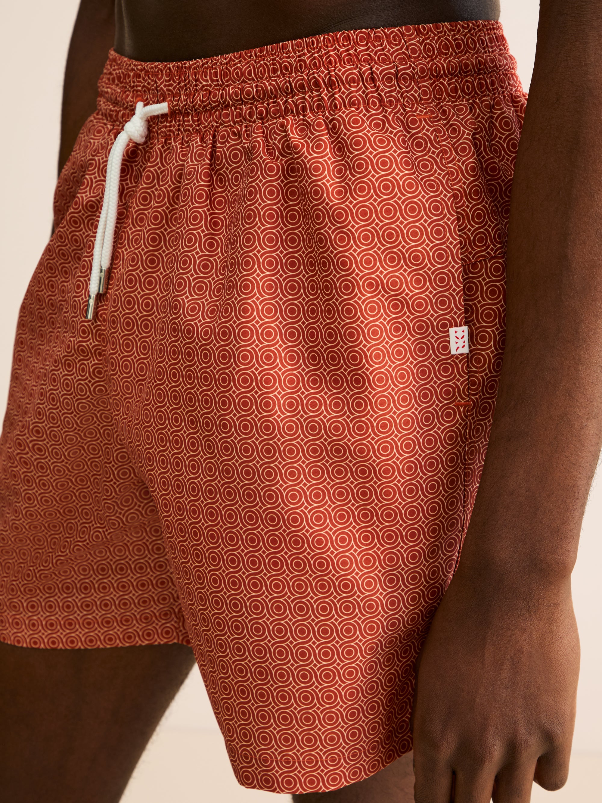 Men's Swim Shorts London Roundabout Burnt Orange | Derek Rose