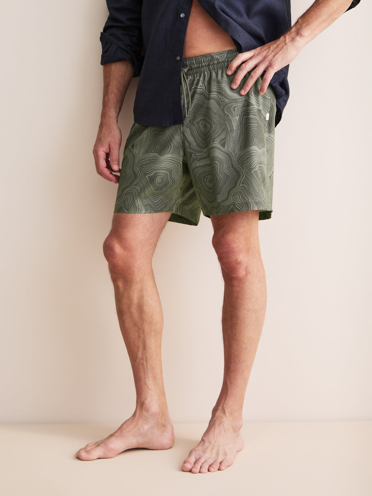 Cabo Swim Shorts Khaki Suminagashi