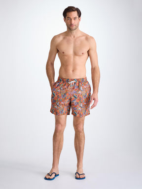 Men's Swim Shorts Apricot Jungle Paisley Print