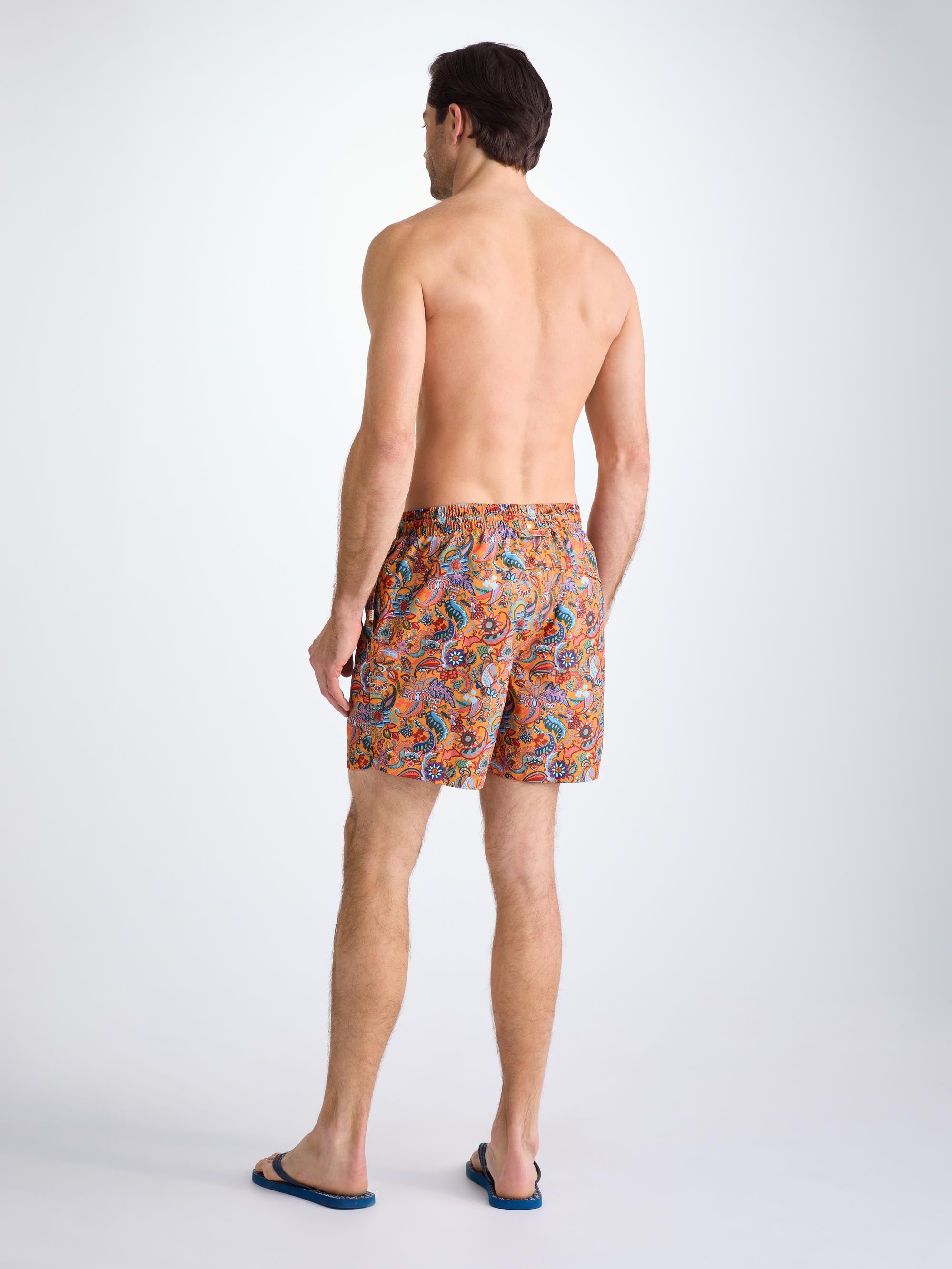 Men's Swim Shorts Apricot Jungle Paisley Print