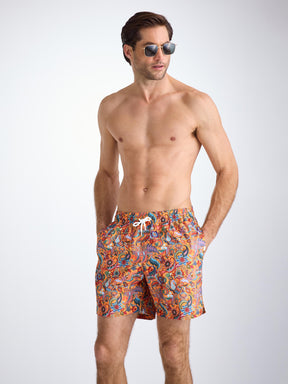 Men's Swim Shorts Apricot Jungle Paisley Print