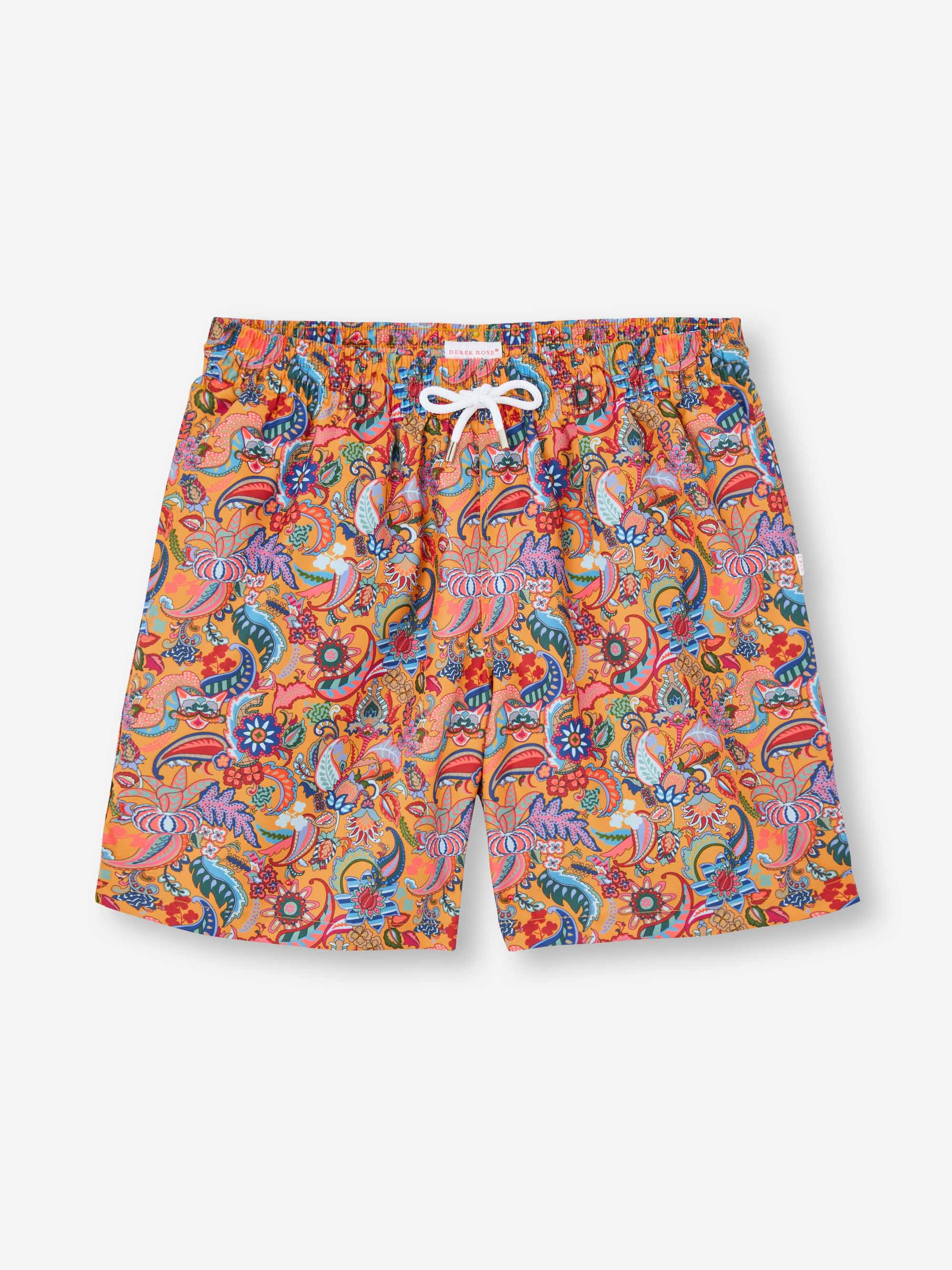 Men's Swim Shorts Apricot Jungle Paisley Print