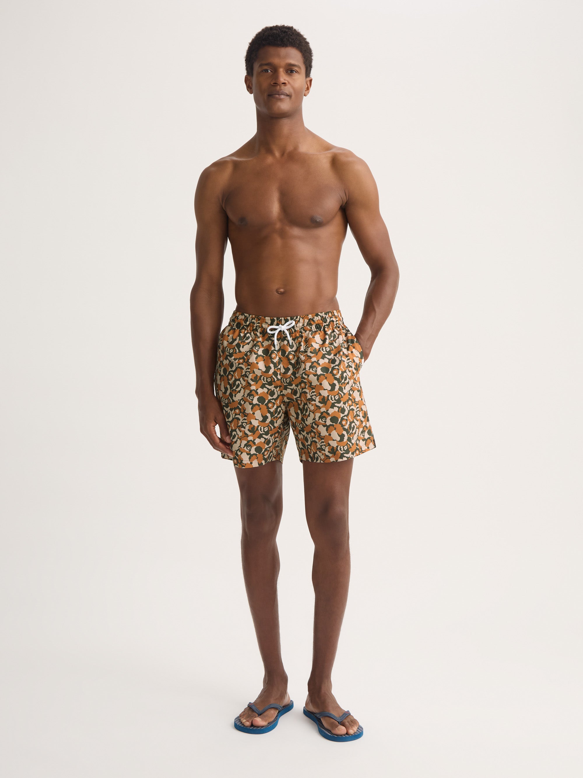 Men's Swim Trunks Maui Green & Brick Multicolor Camo Rose 