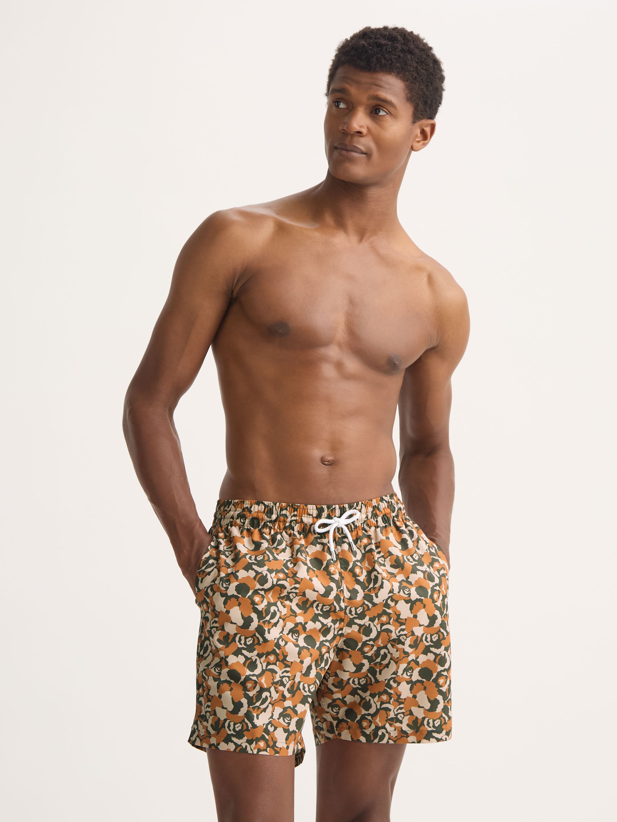 Men's Swim Trunks Maui Green & Brick Multicolor Camo Rose 