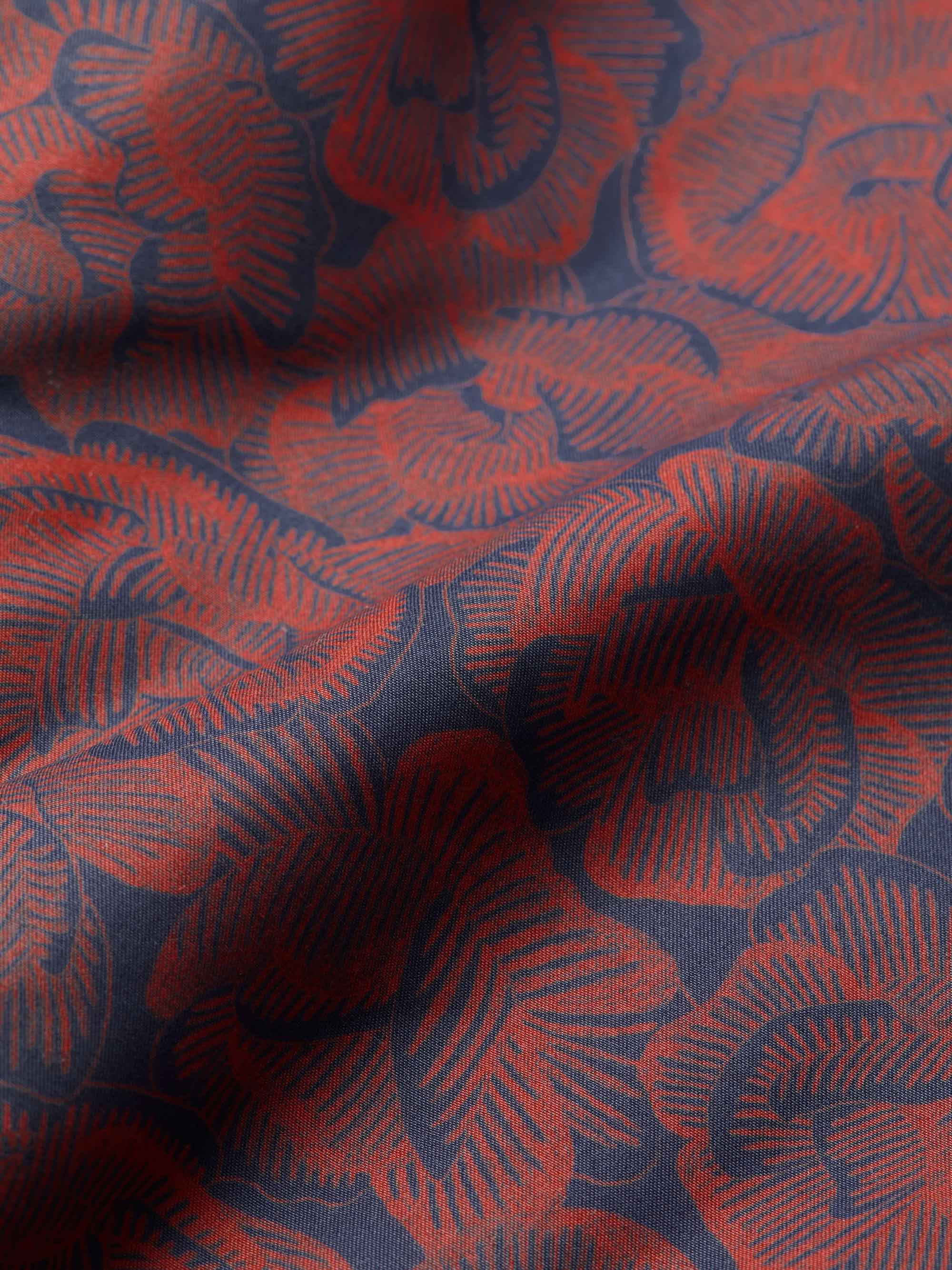 Men's Swim Trunks Maui Navy Blue & Red Rose Print