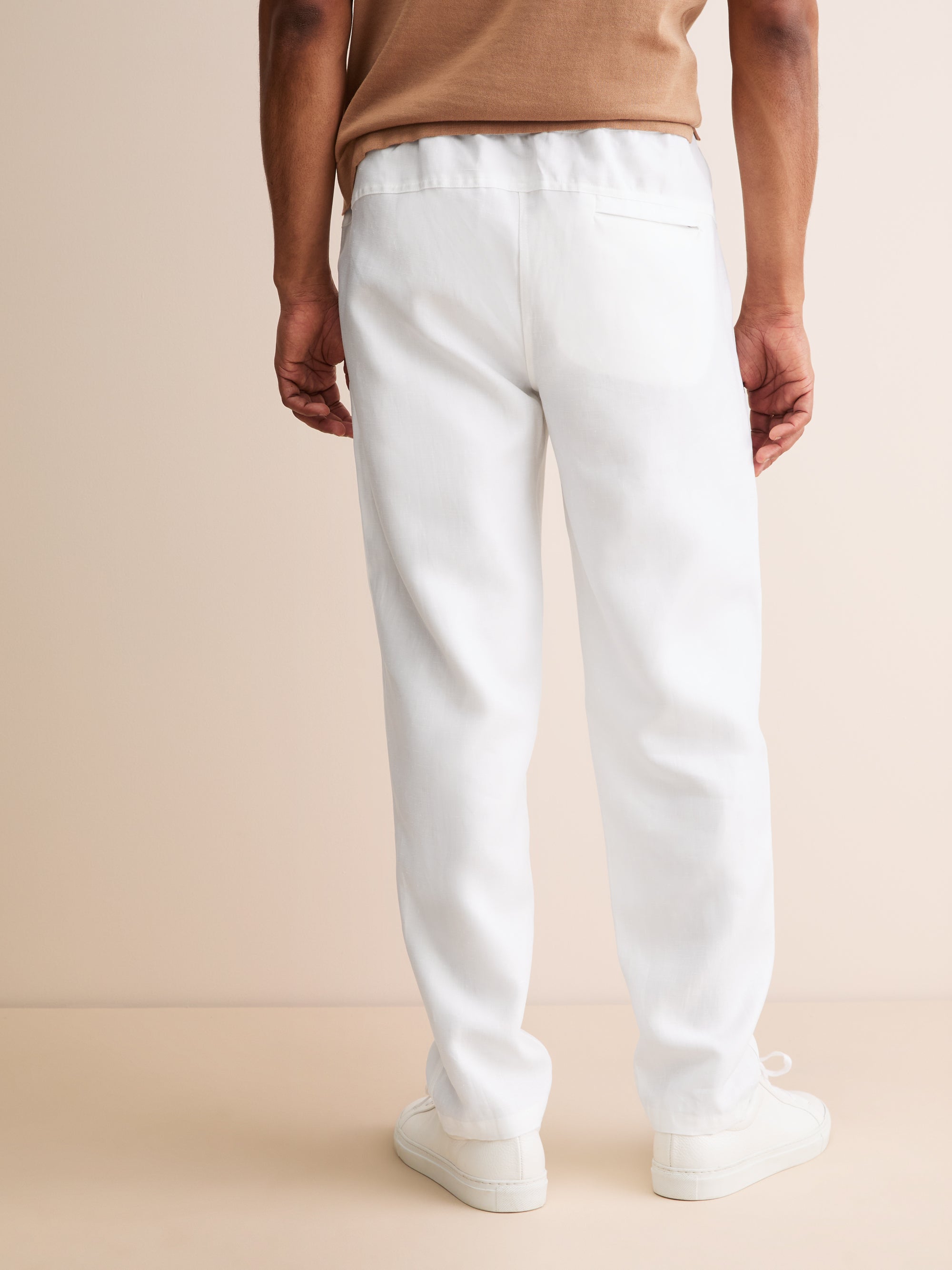 Men's Sydney Linen Trousers White | Derek Rose