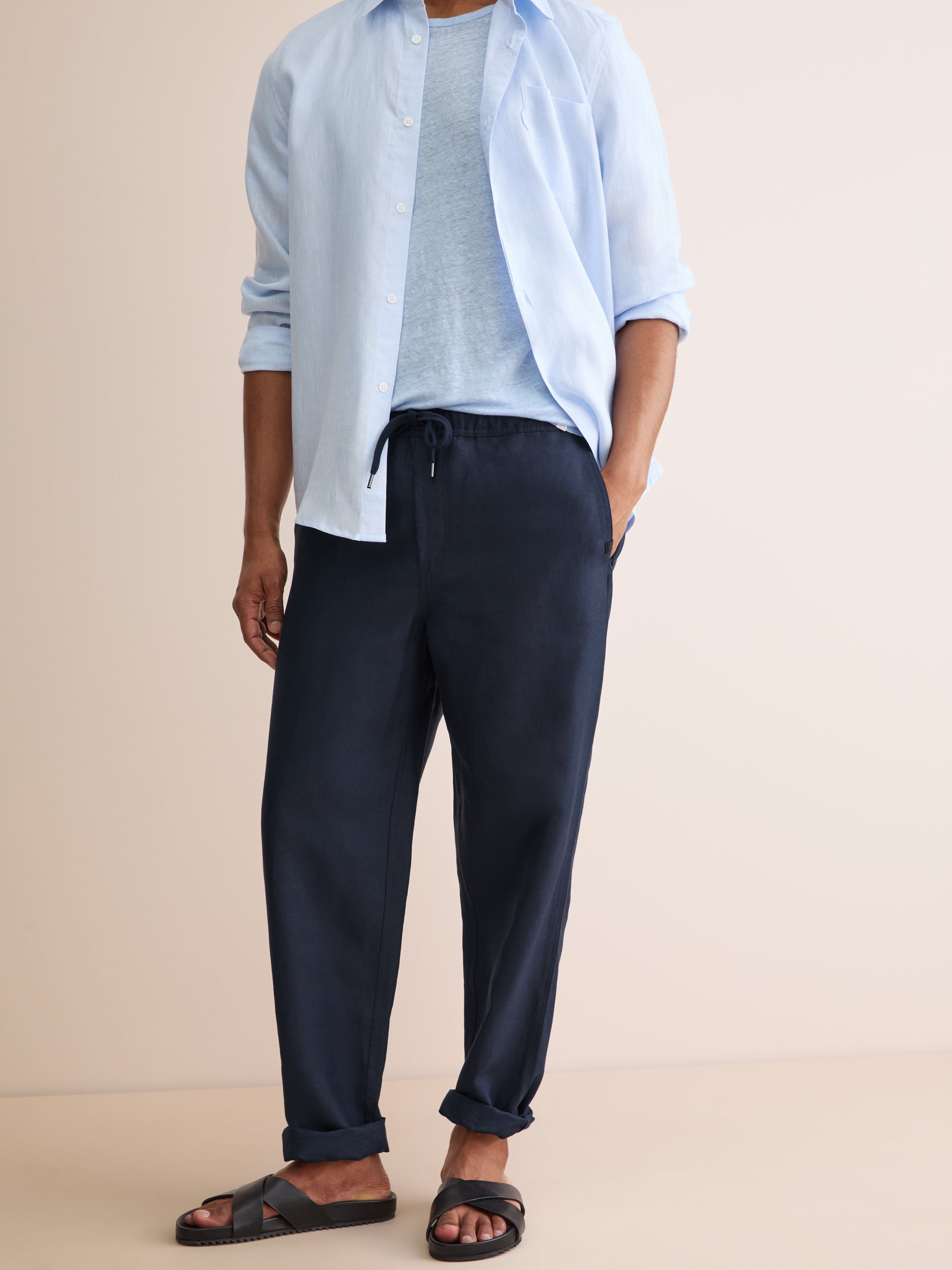 Men's Trousers Sydney Linen Navy