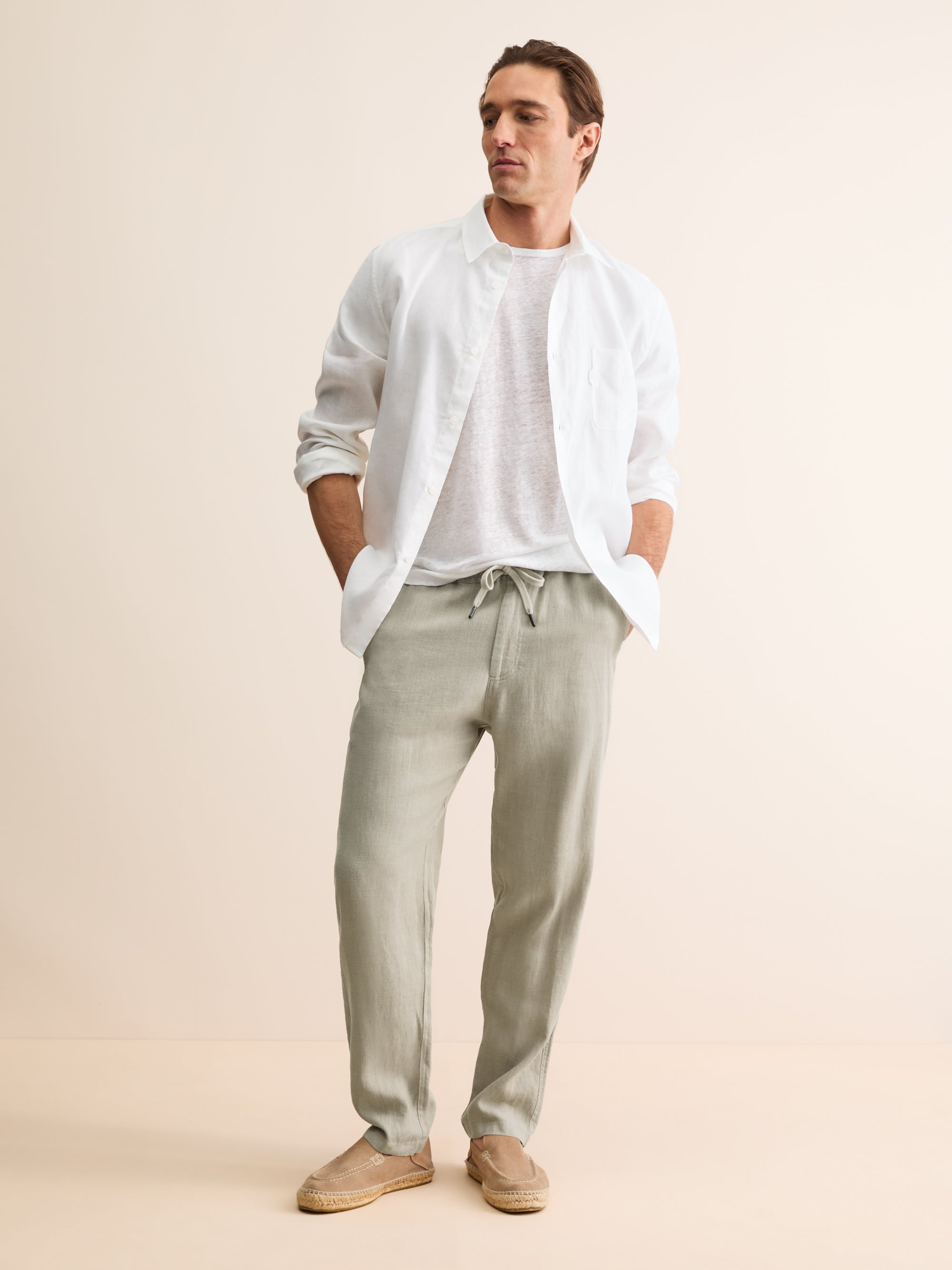 Men's Trousers Vienna Linen Sand Stone