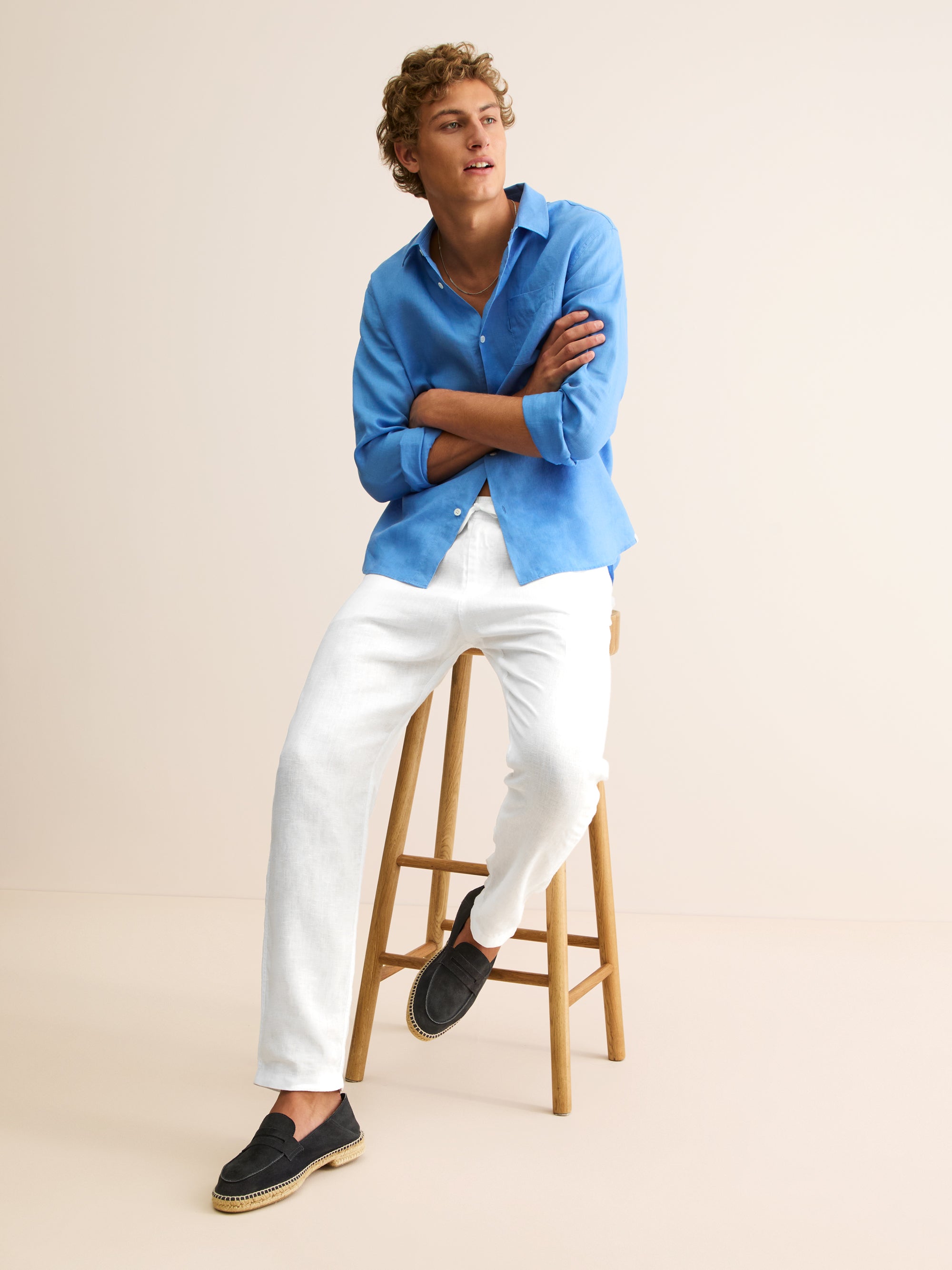 Men's Trousers Vienna Linen White