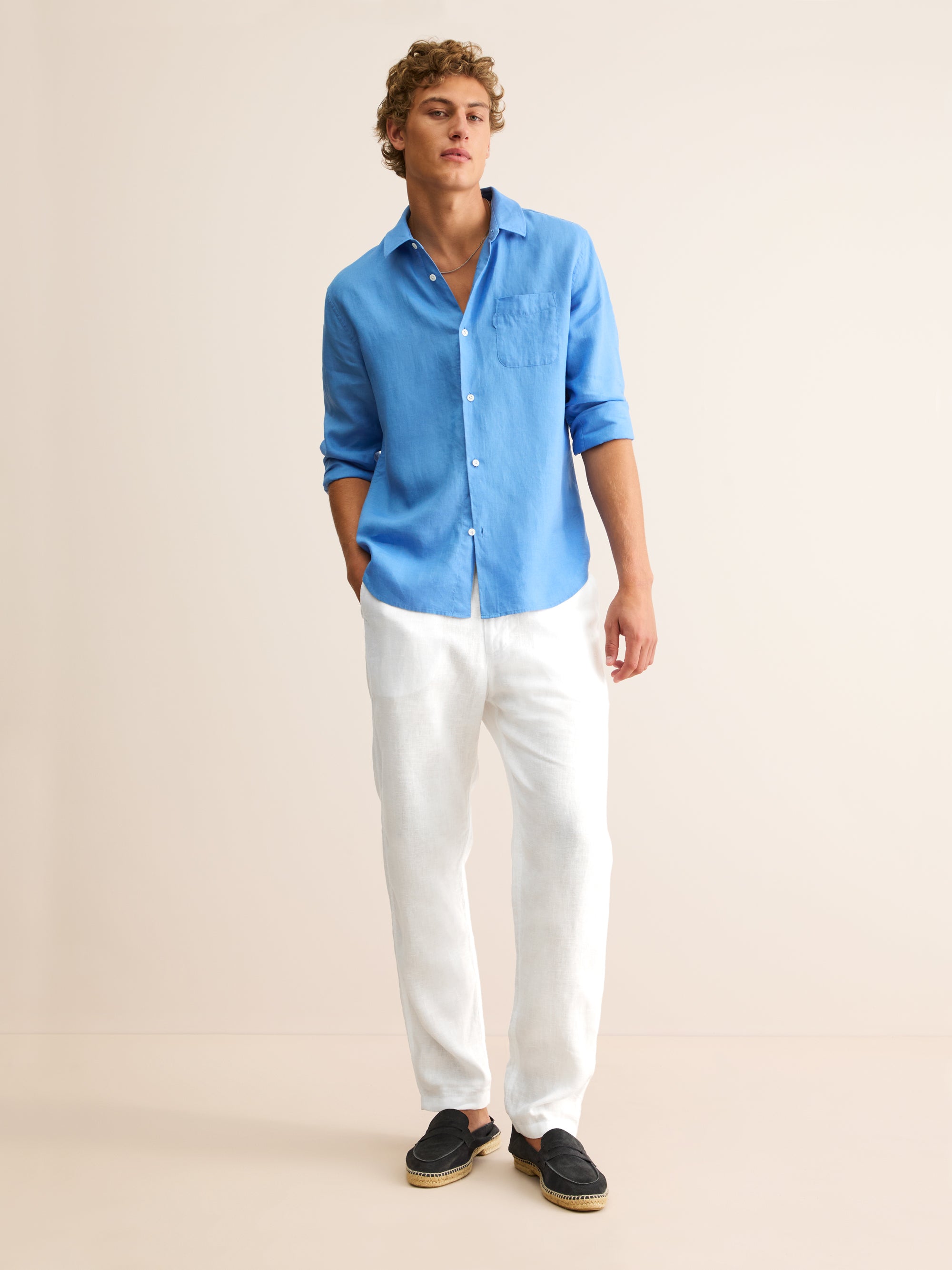 Men's Trousers Vienna Linen White