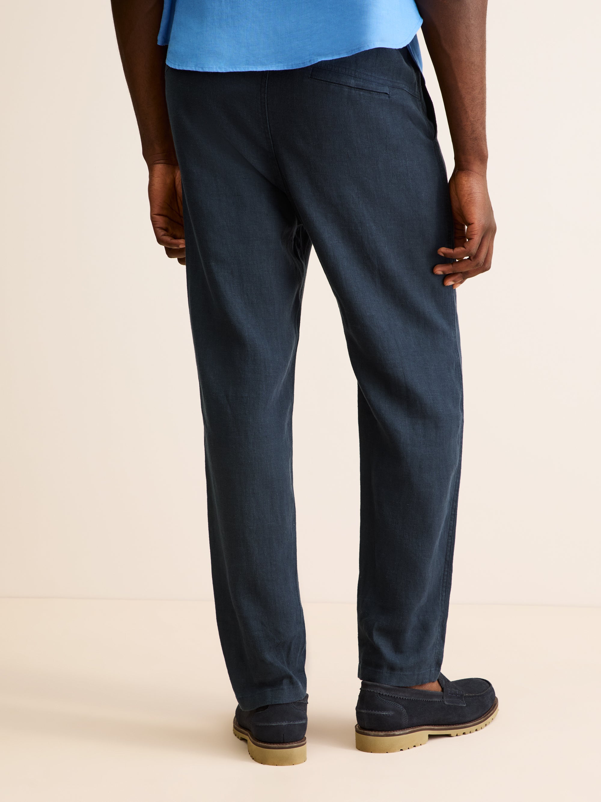 Men's Trousers Vienna Linen Navy | Derek Rose
