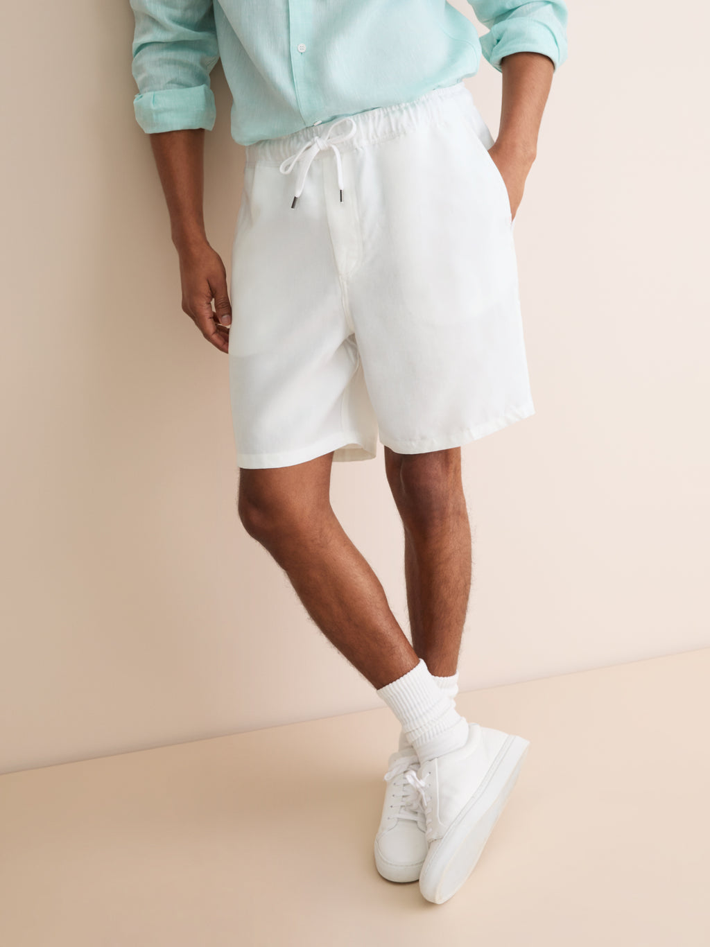 Derek Rose London Sydney Linen Shorts White