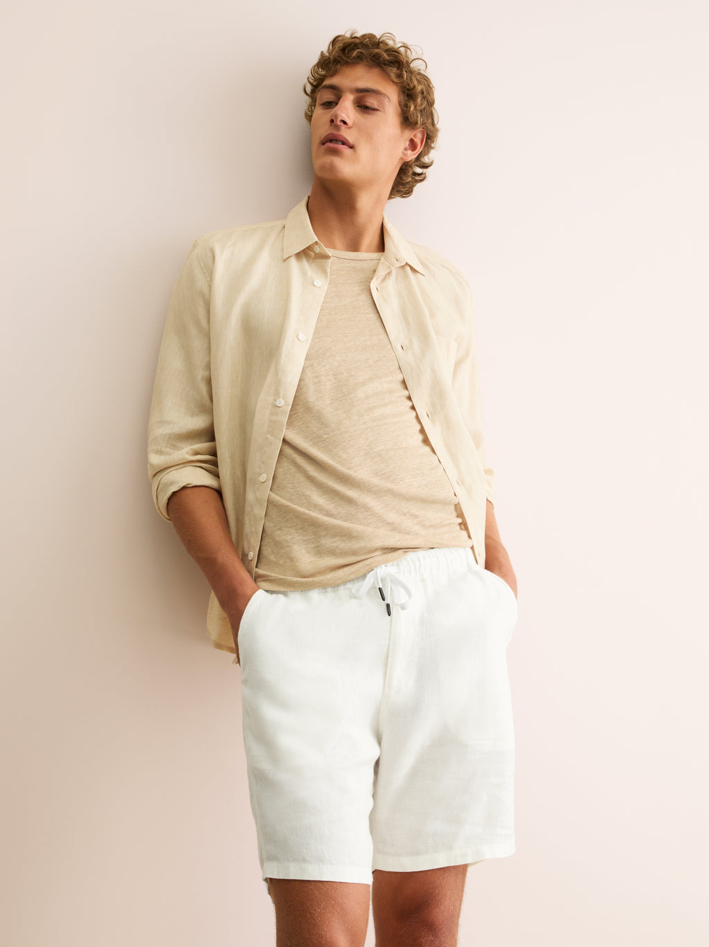 Men's Shorts Vienna Linen Off-White | Derek Rose