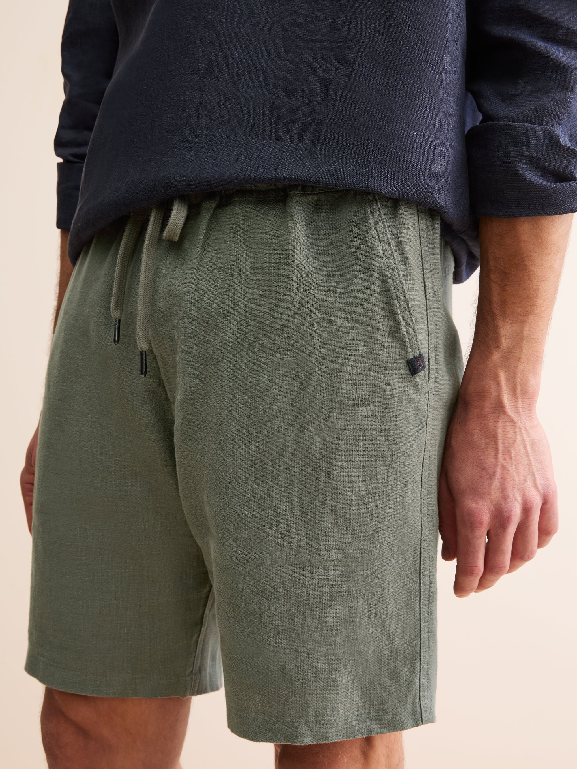 Men's Shorts Vienna Linen Khaki | Derek Rose
