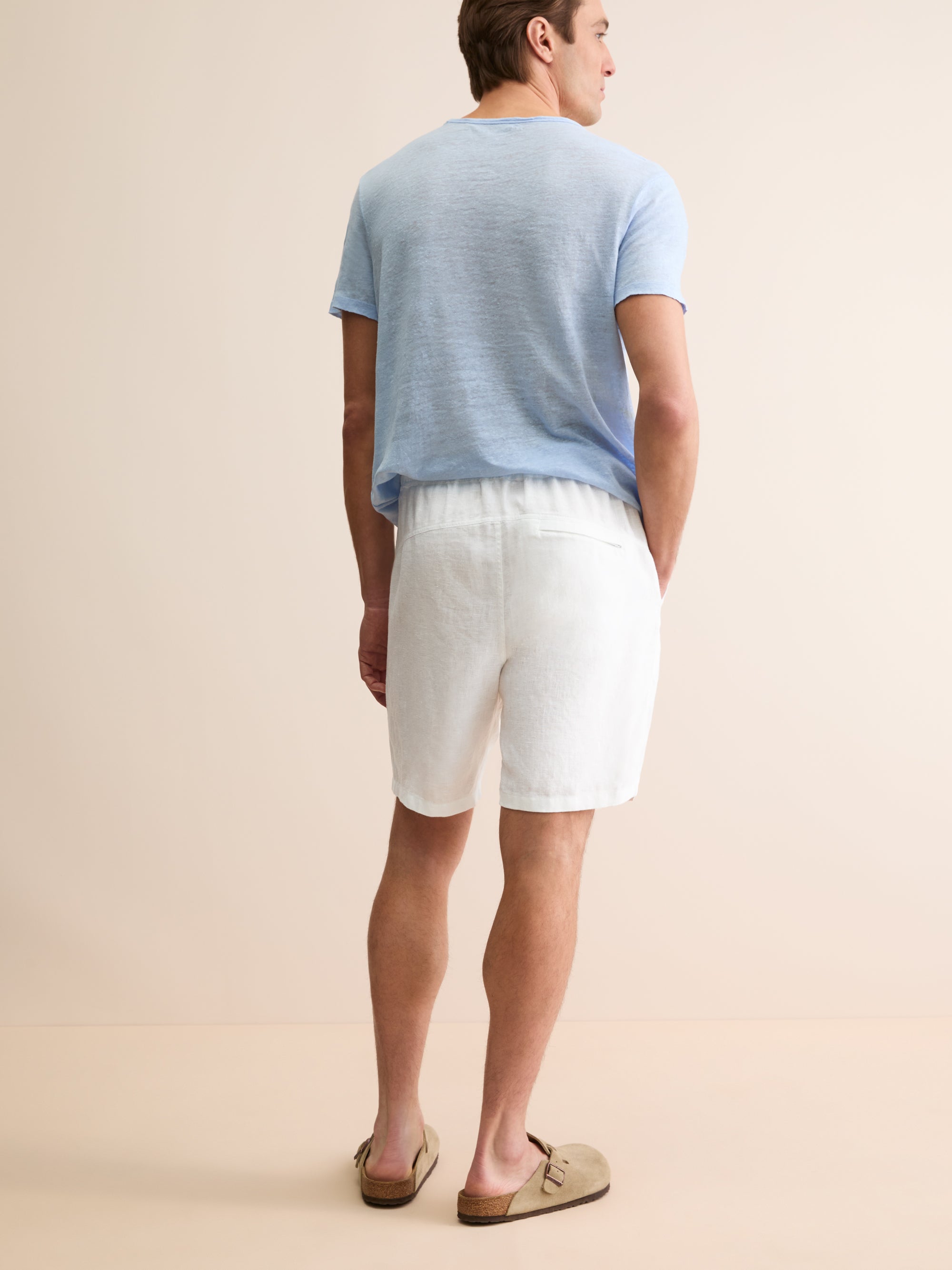 Men's Vienna Linen Shorts White | Derek Rose