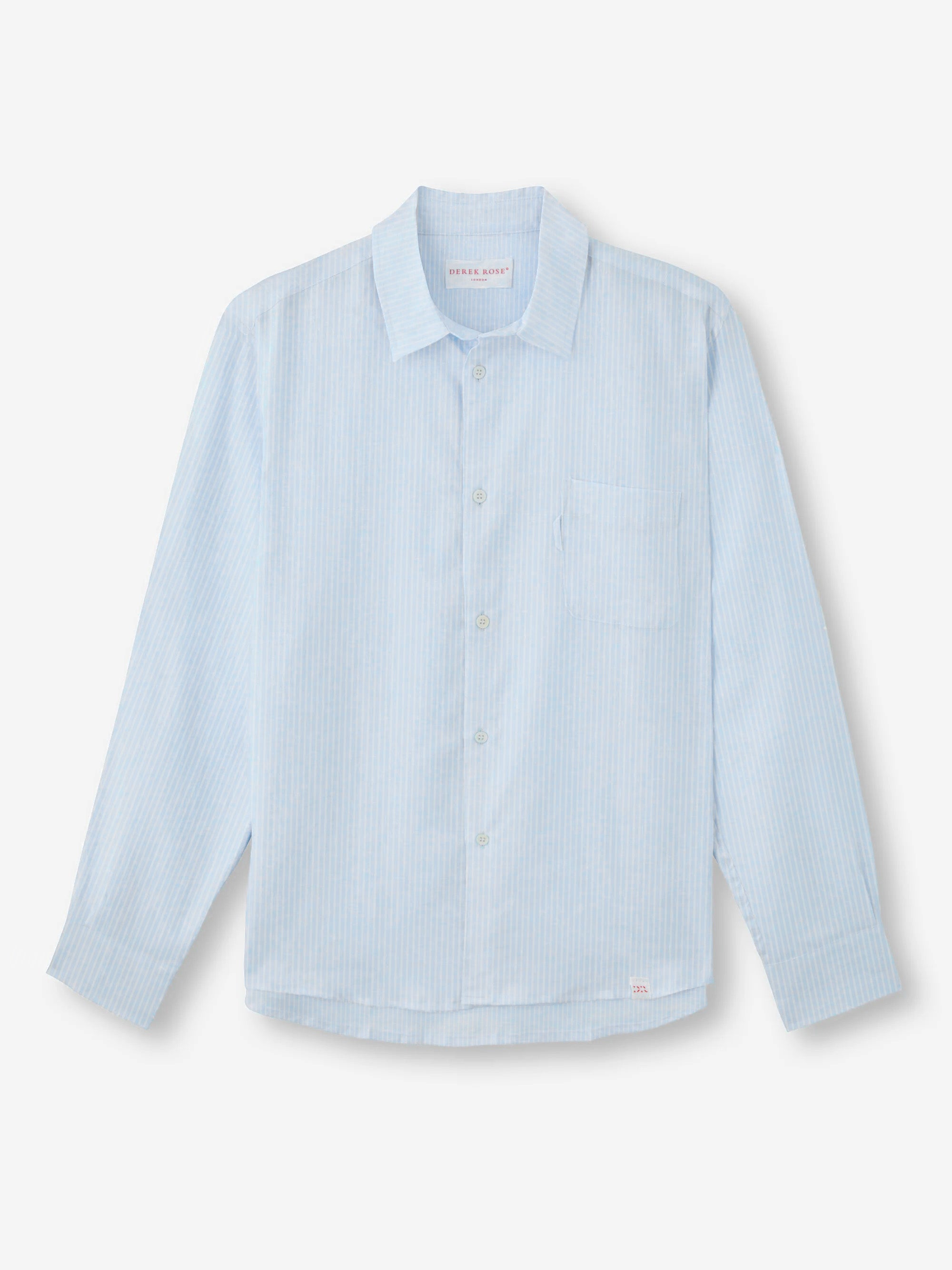 Derek Rose Malibu Pinstripe Linen Men Shirt Xxl - Blue Derek Rose Malibu Pinstripe Linen Men Shirt Xxl - Blue