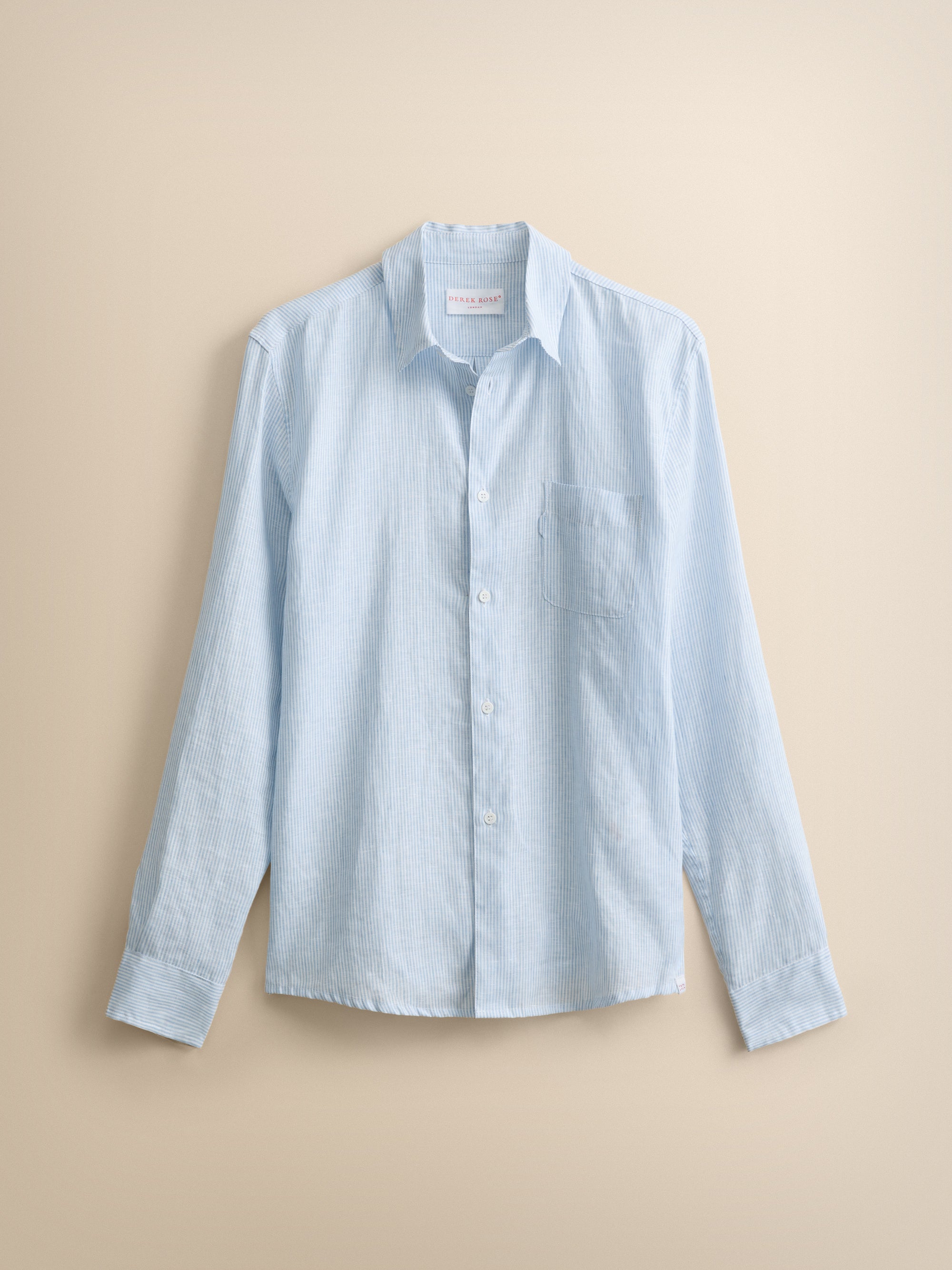 Malibu Linen Long Sleeve Shirt Blue & White Stripe