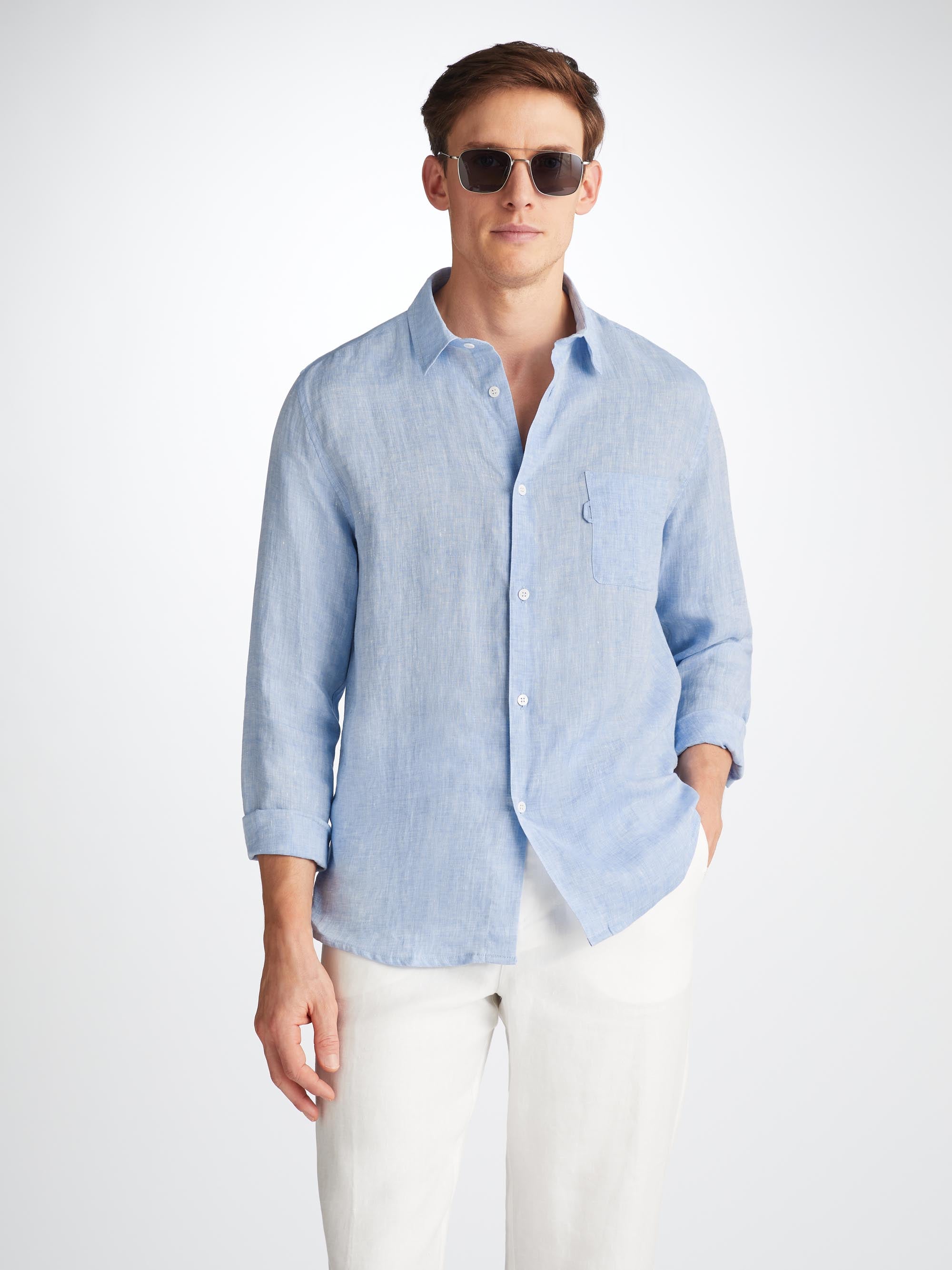 Men's Shirt Monaco Linen Blue