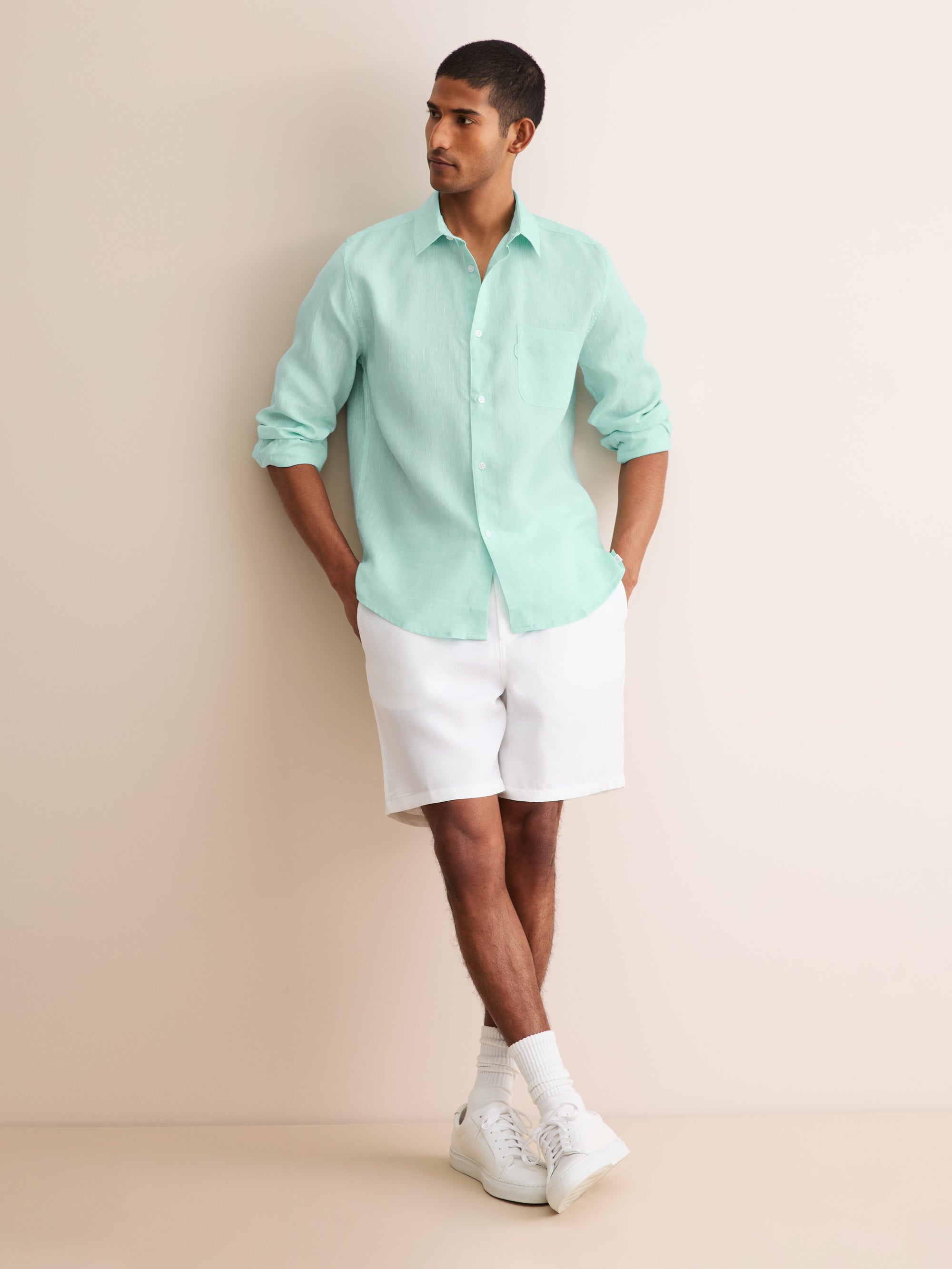Men's Shirt Monaco Linen Mint Green
