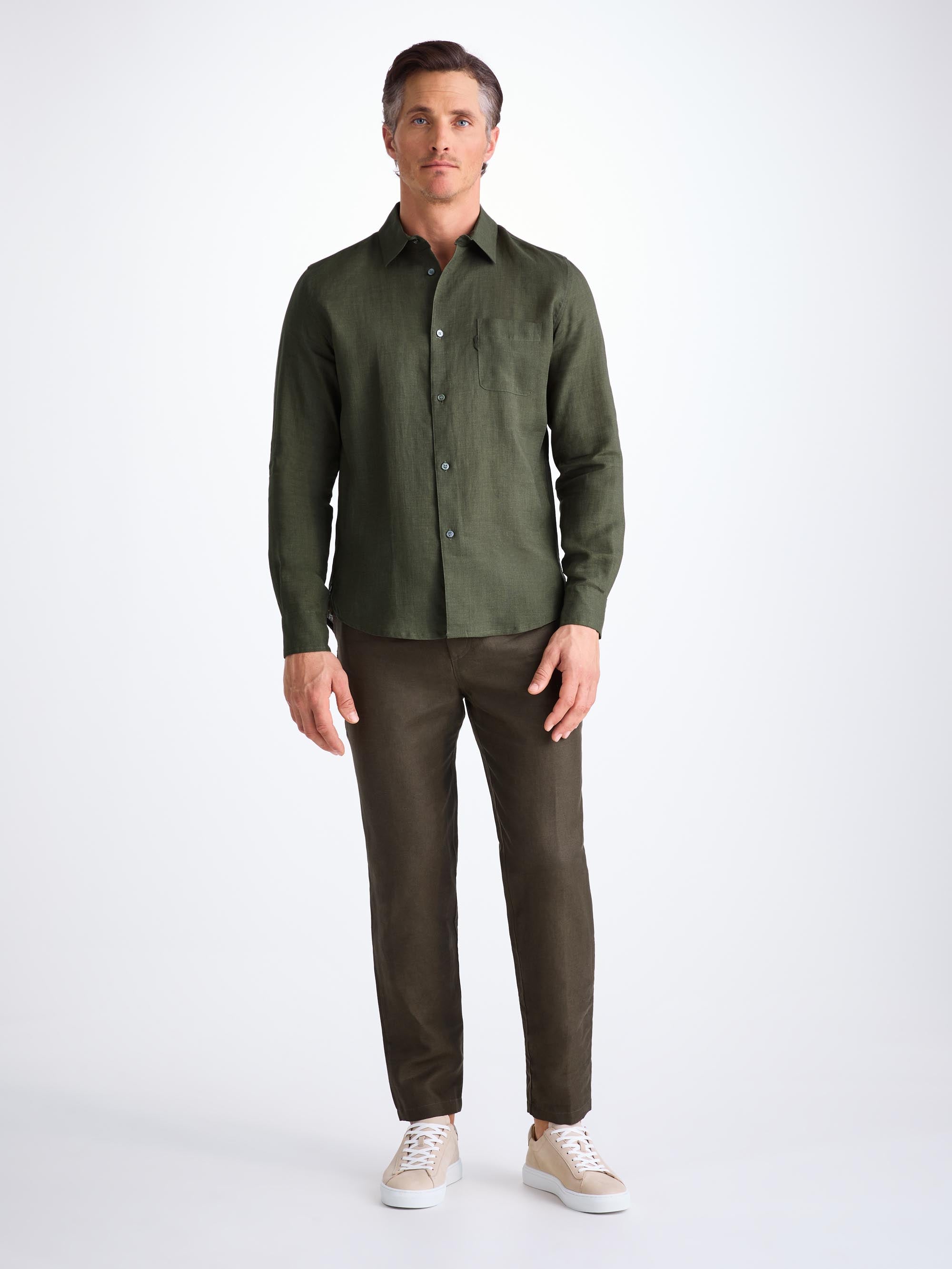 Men's Shirt Monaco Linen Khaki