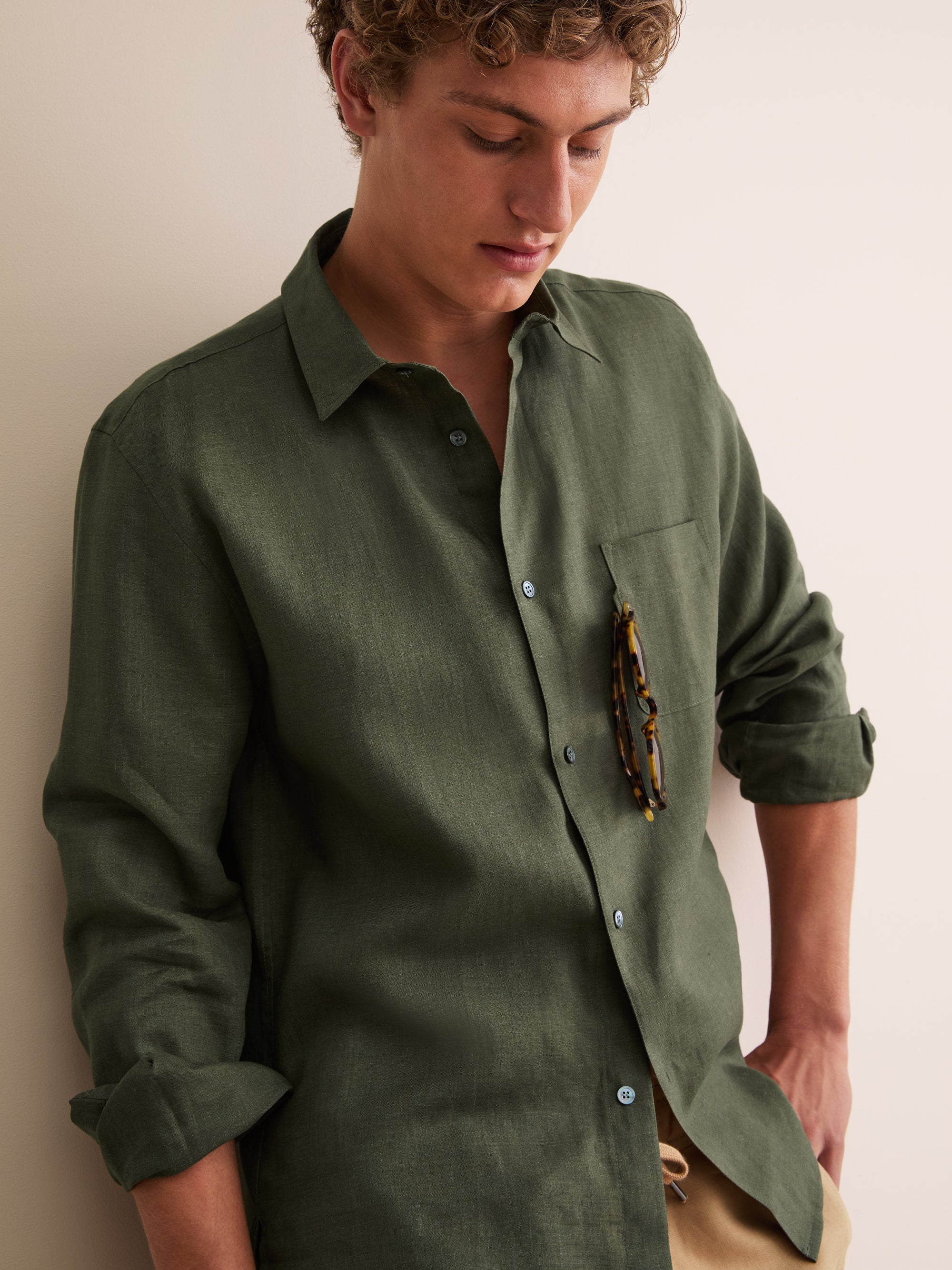 Men's Shirt Monaco Linen Khaki