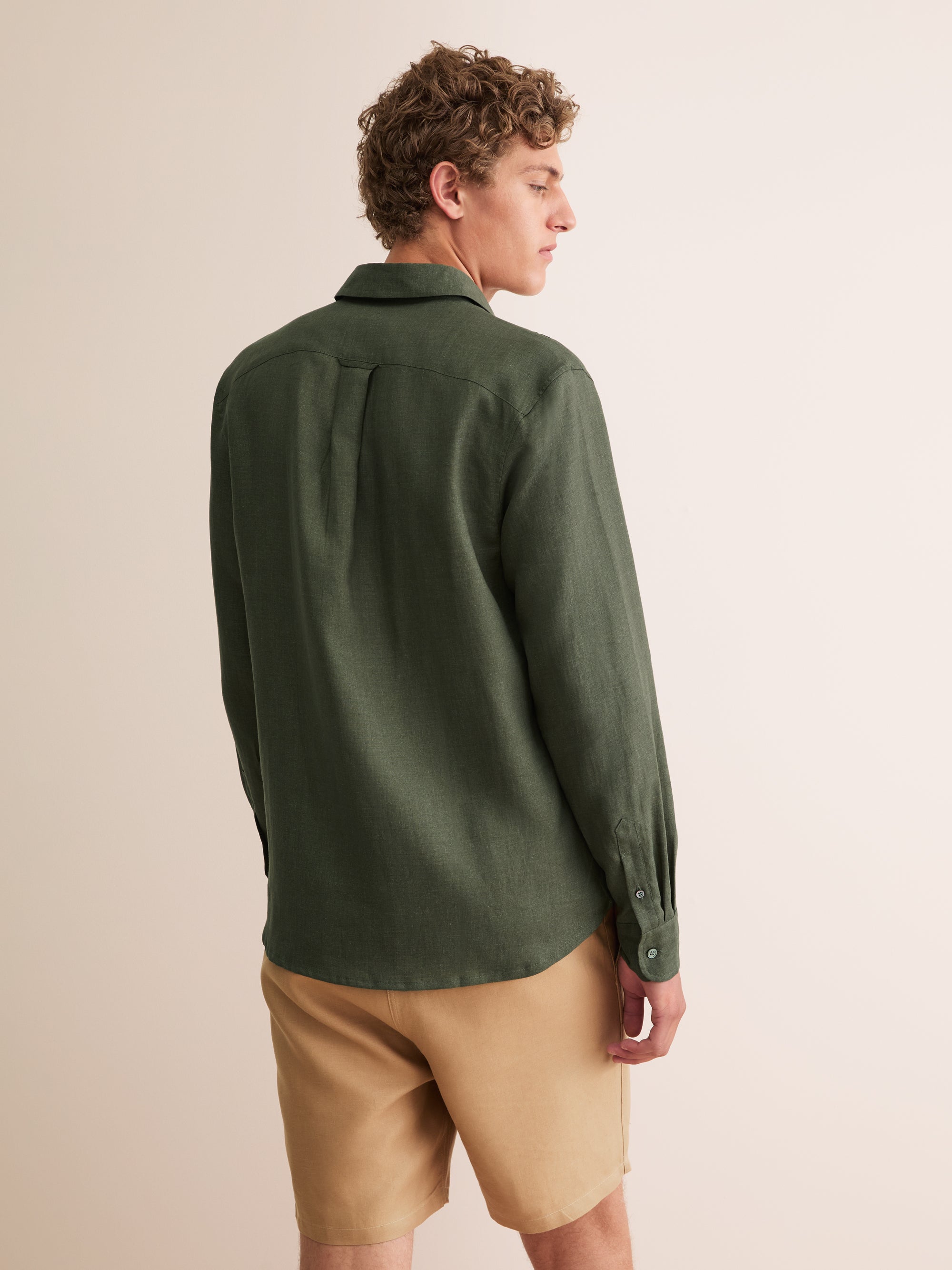 Men's Sydney Linen Shorts Khaki | Derek Rose