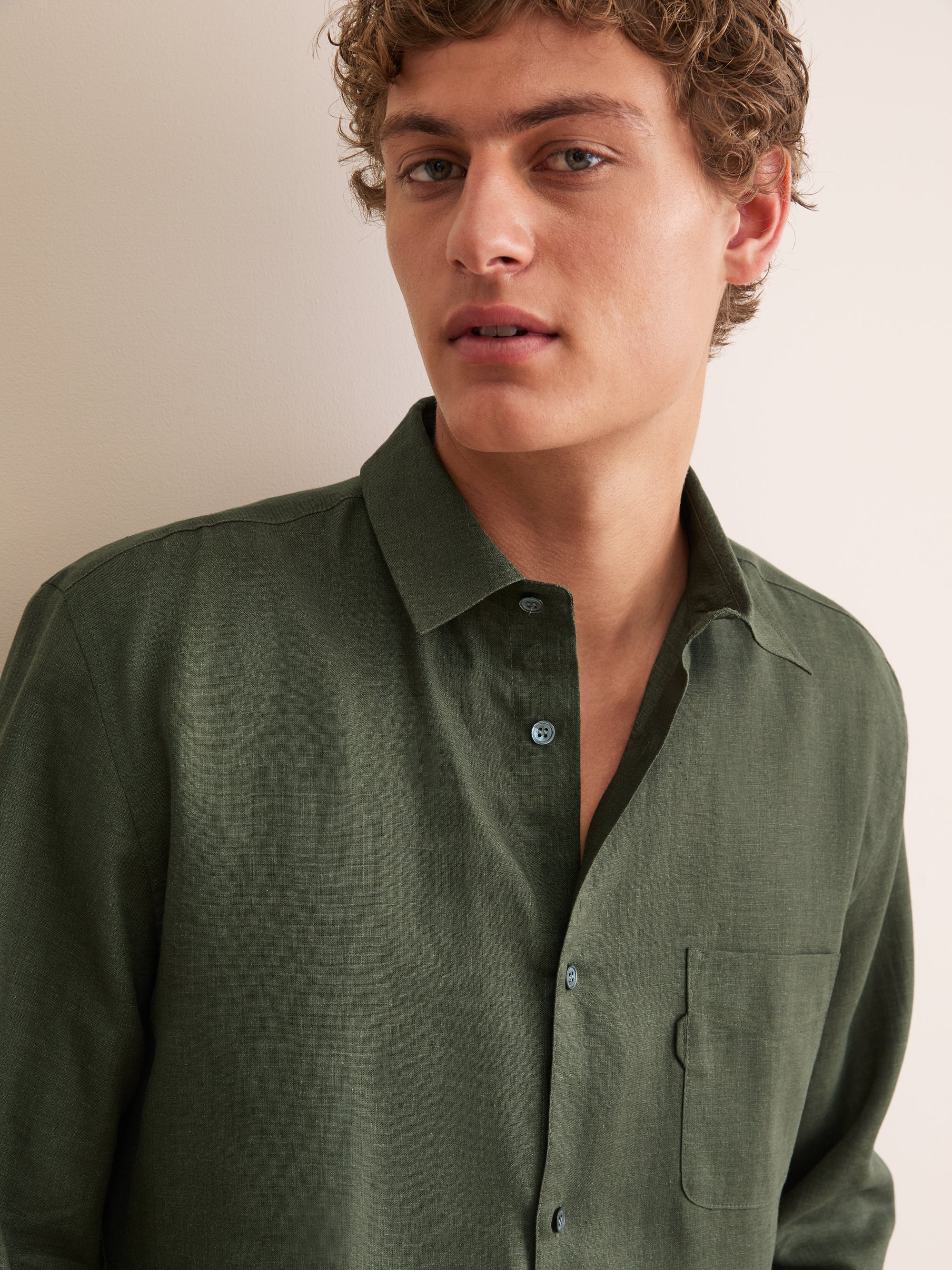 Men's Shirt Monaco Linen Khaki