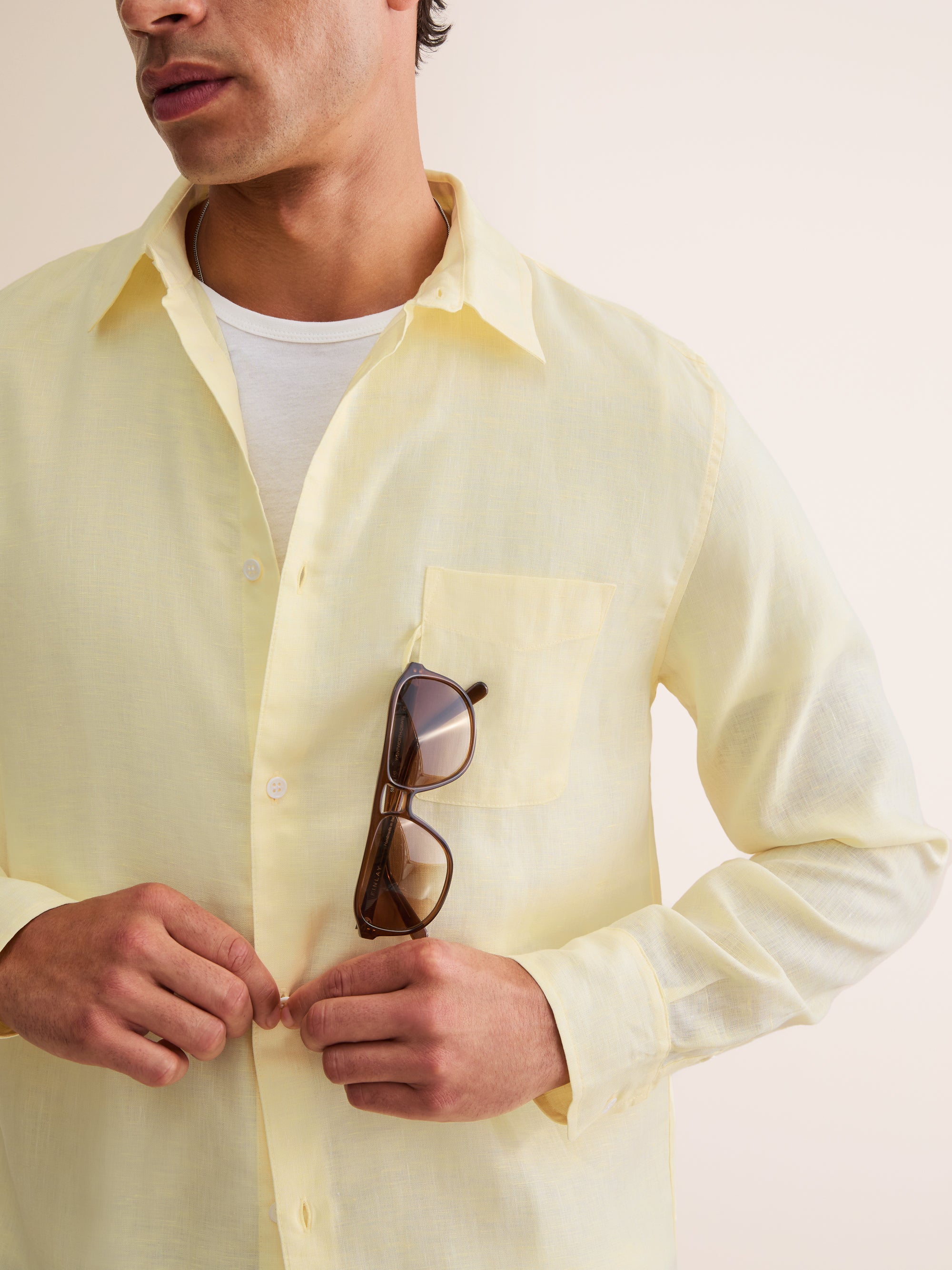 Men's Shirt Monaco Linen Buttermilk