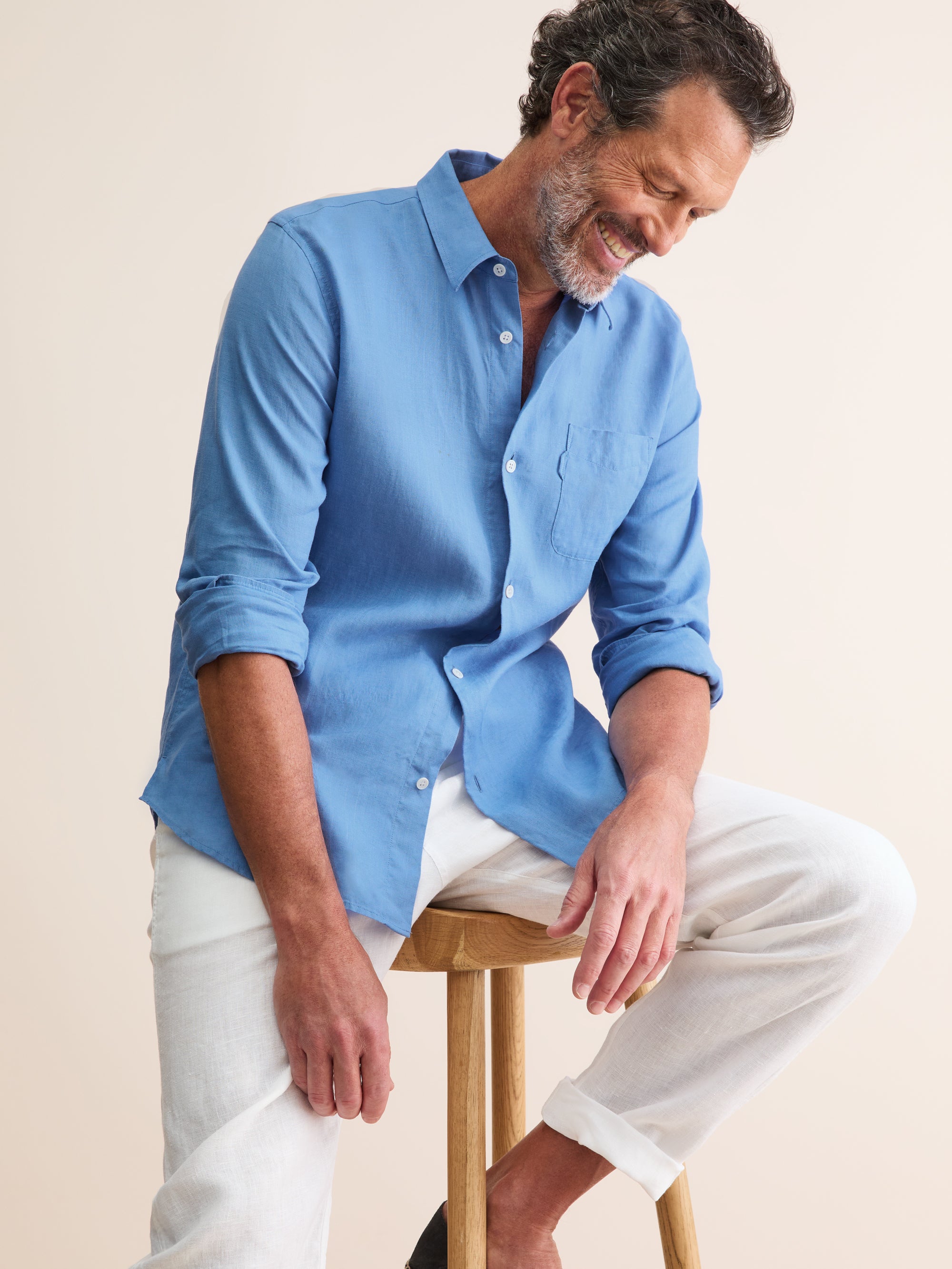 Men's Shirt Monaco Linen Santorini Blue