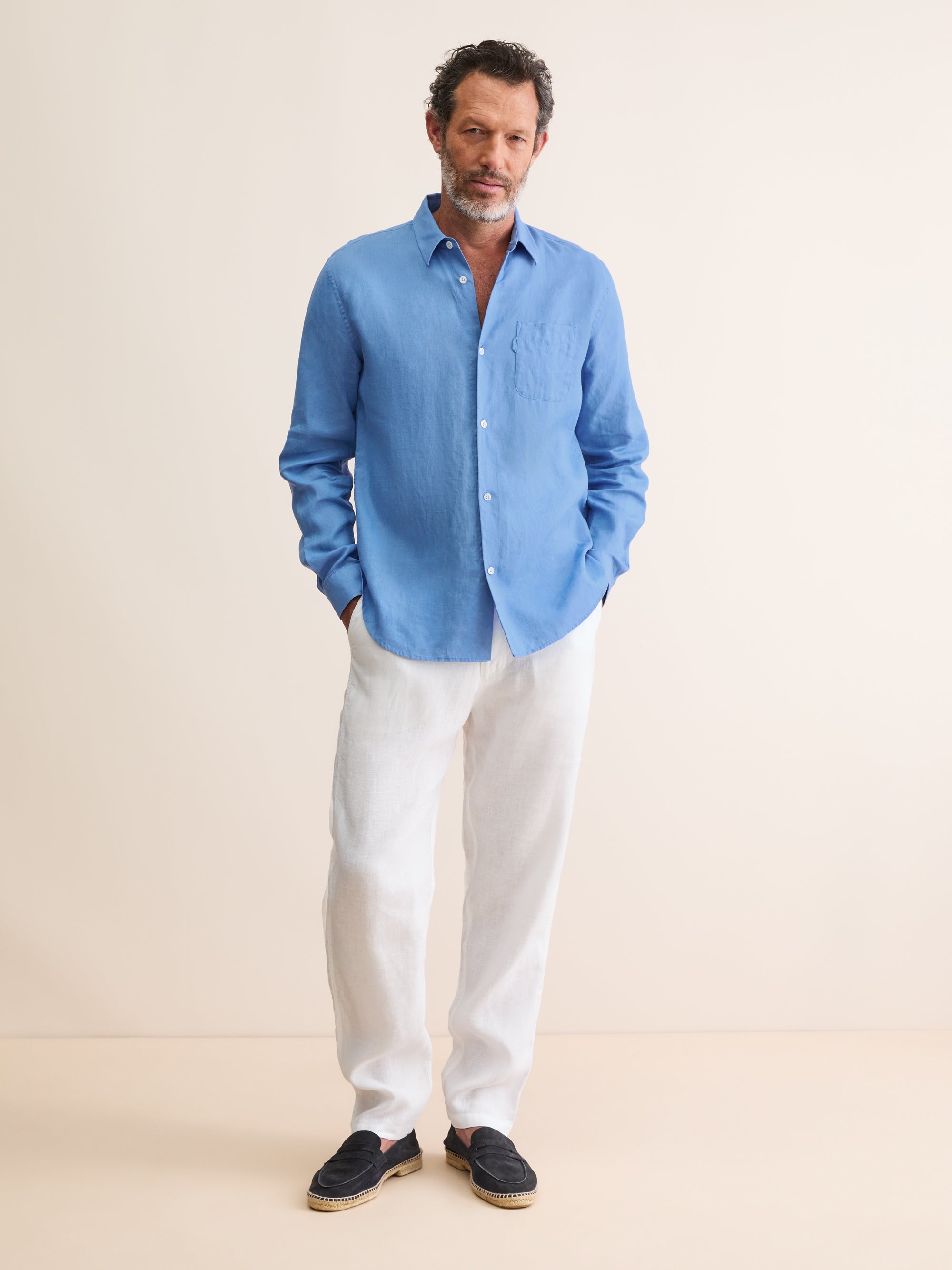 Men's Shirt Monaco Linen Santorini Blue