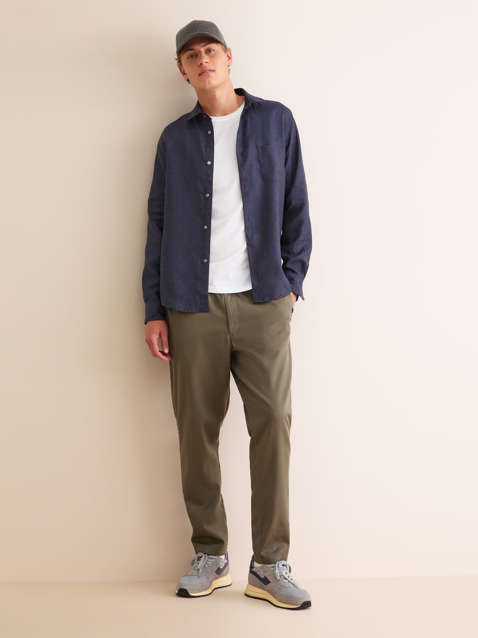 Men's Monaco Linen Shirt Navy | Derek Rose