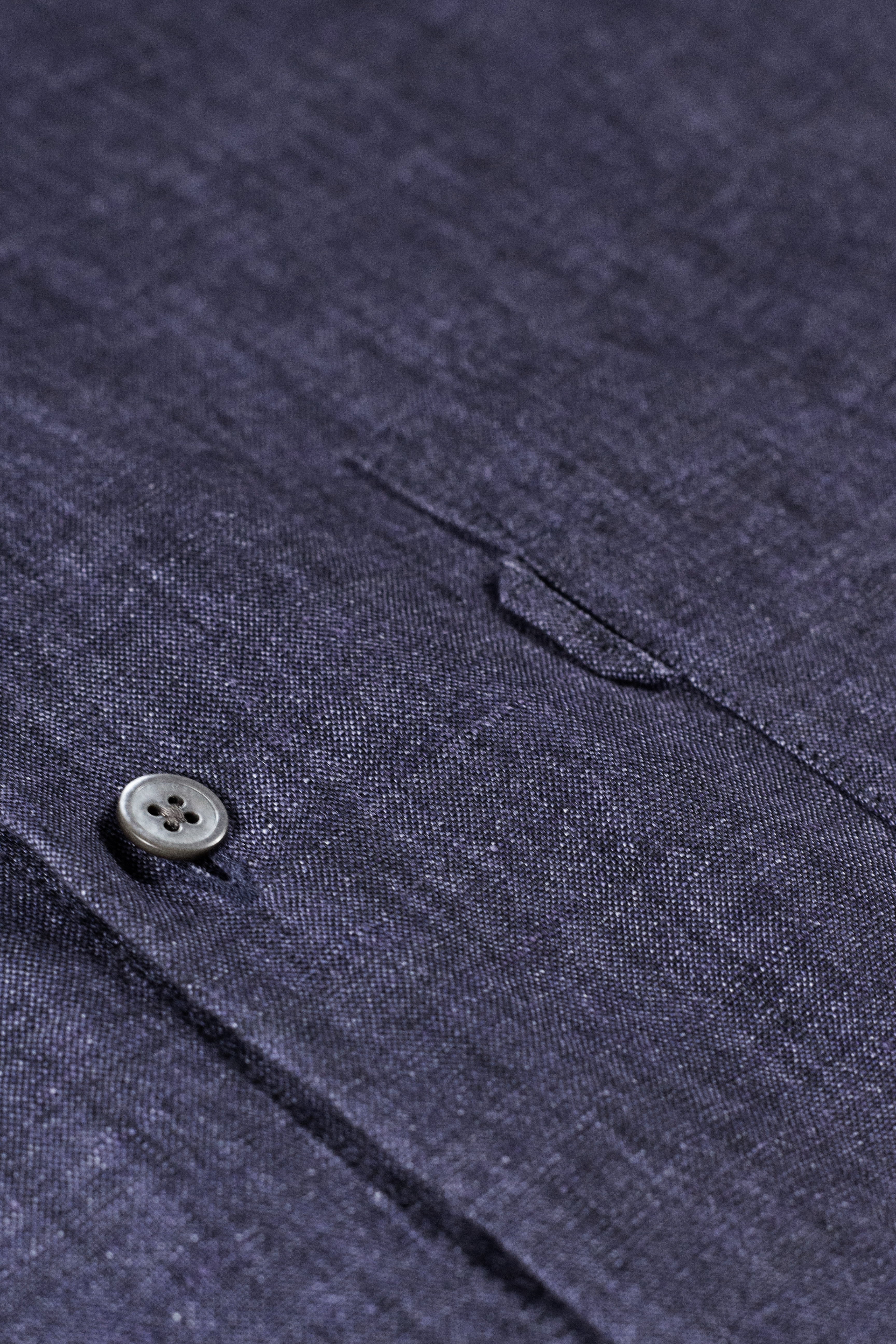 Men's Linen Shirt Monaco Long Sleeve Navy Blue