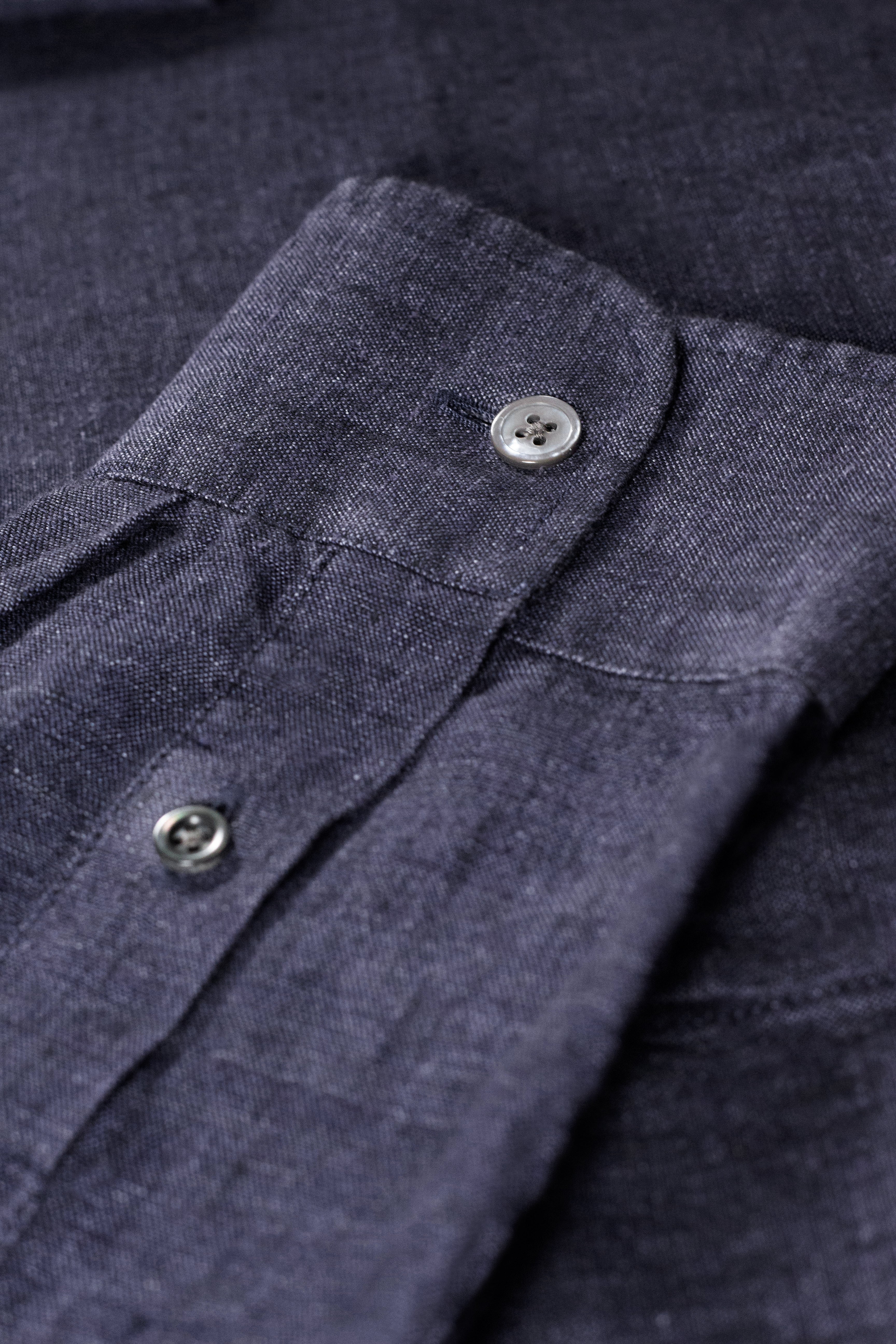 Men's Linen Shirt Monaco Long Sleeve Navy Blue